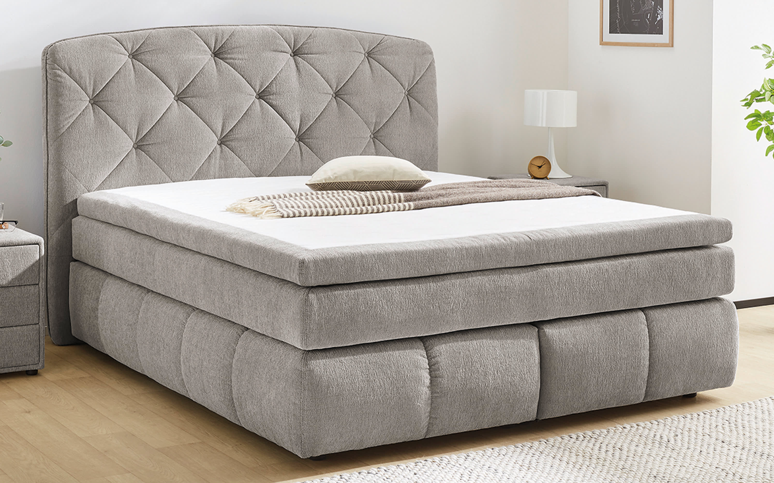 Boxspringbett Mila 180 online bei kaufen 200 Hardeck Max, x cm, grau, fest Härtegrad