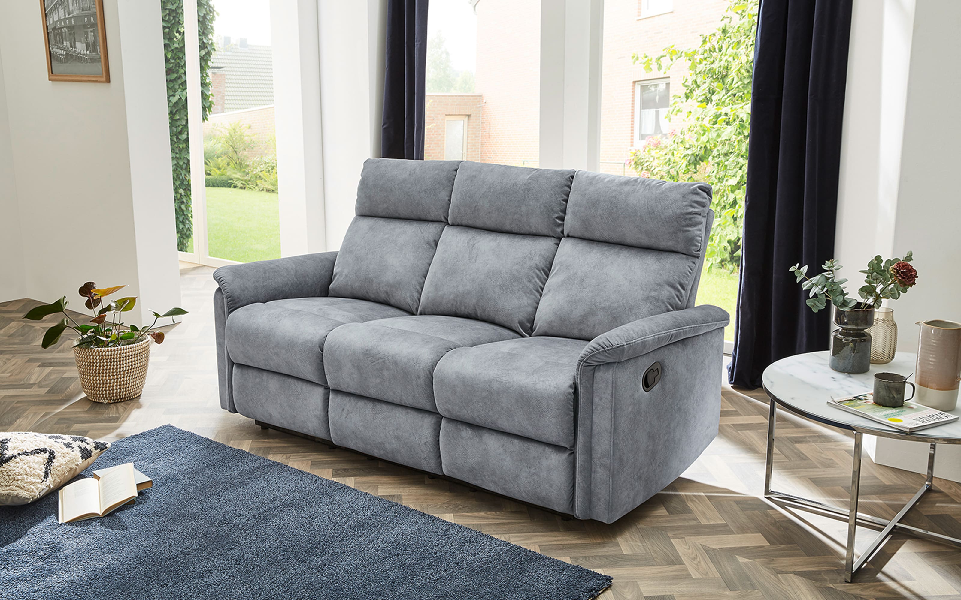 Sofa Amrum 3 in Vintage hellgrau, mit Liegefunktion