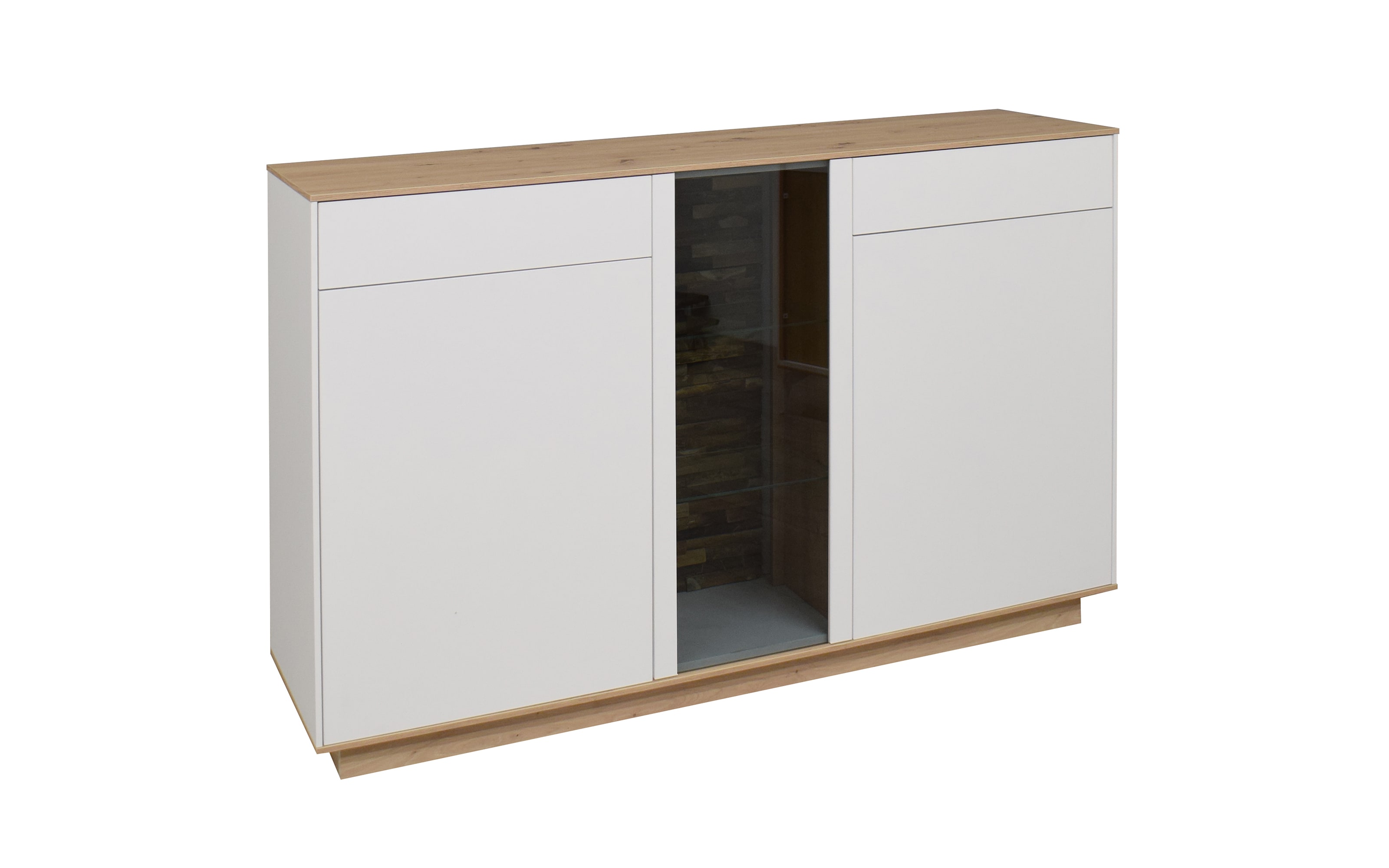 Sideboard Faro, weiß/Asteiche, 98 cm, inkl. Push-to-Open Funktion