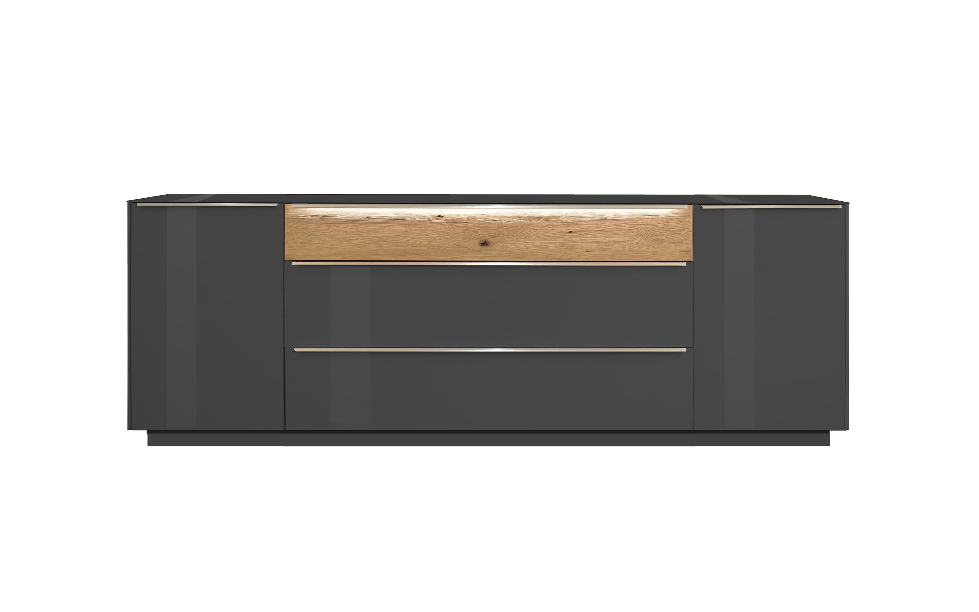 Sideboard Nova, anthrazit/Eiche massiv, inkl. Griffbeleuchtung