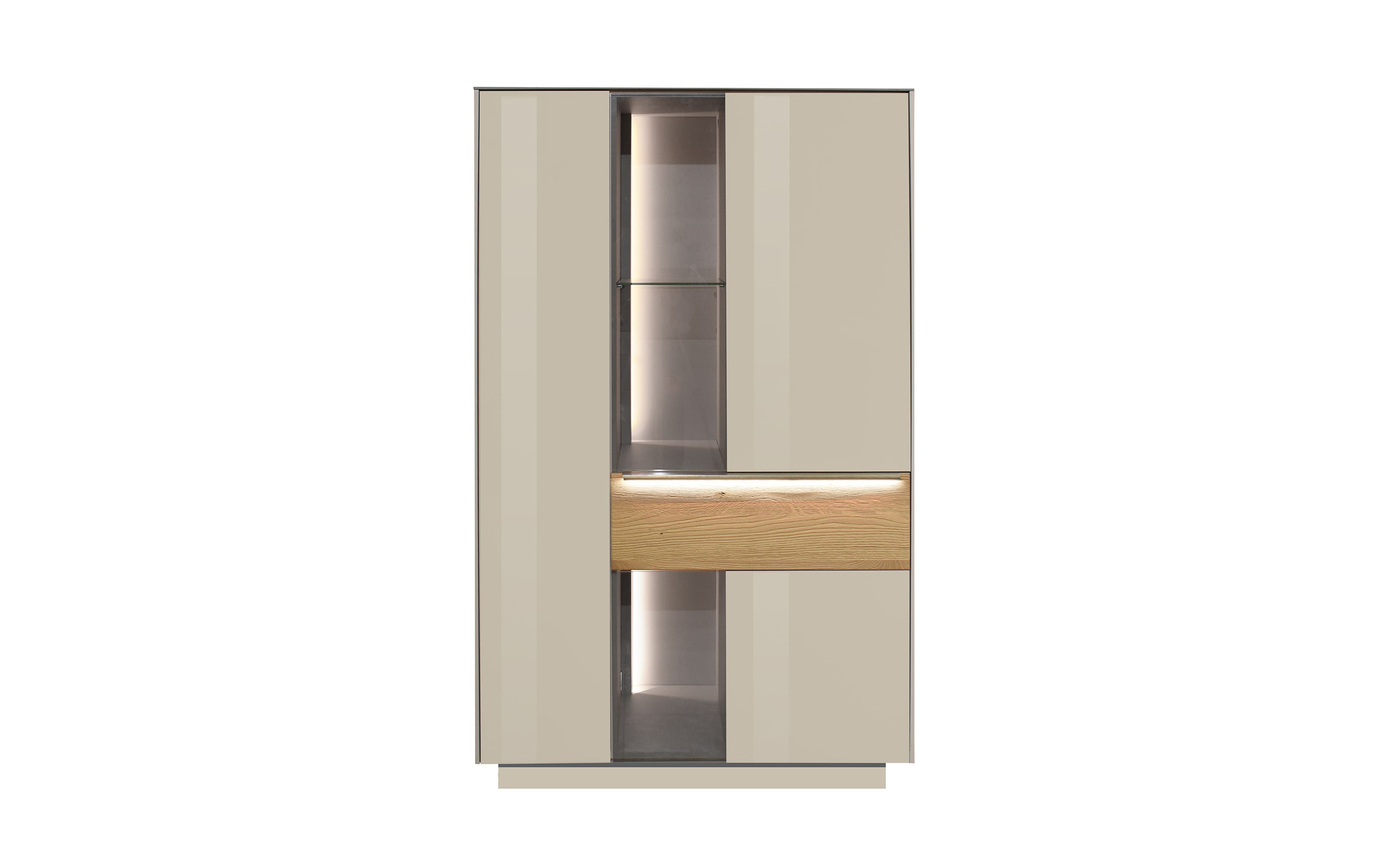 Highboard Nova, kaschmir/Eiche massiv, inkl. Griffbeleuchtung