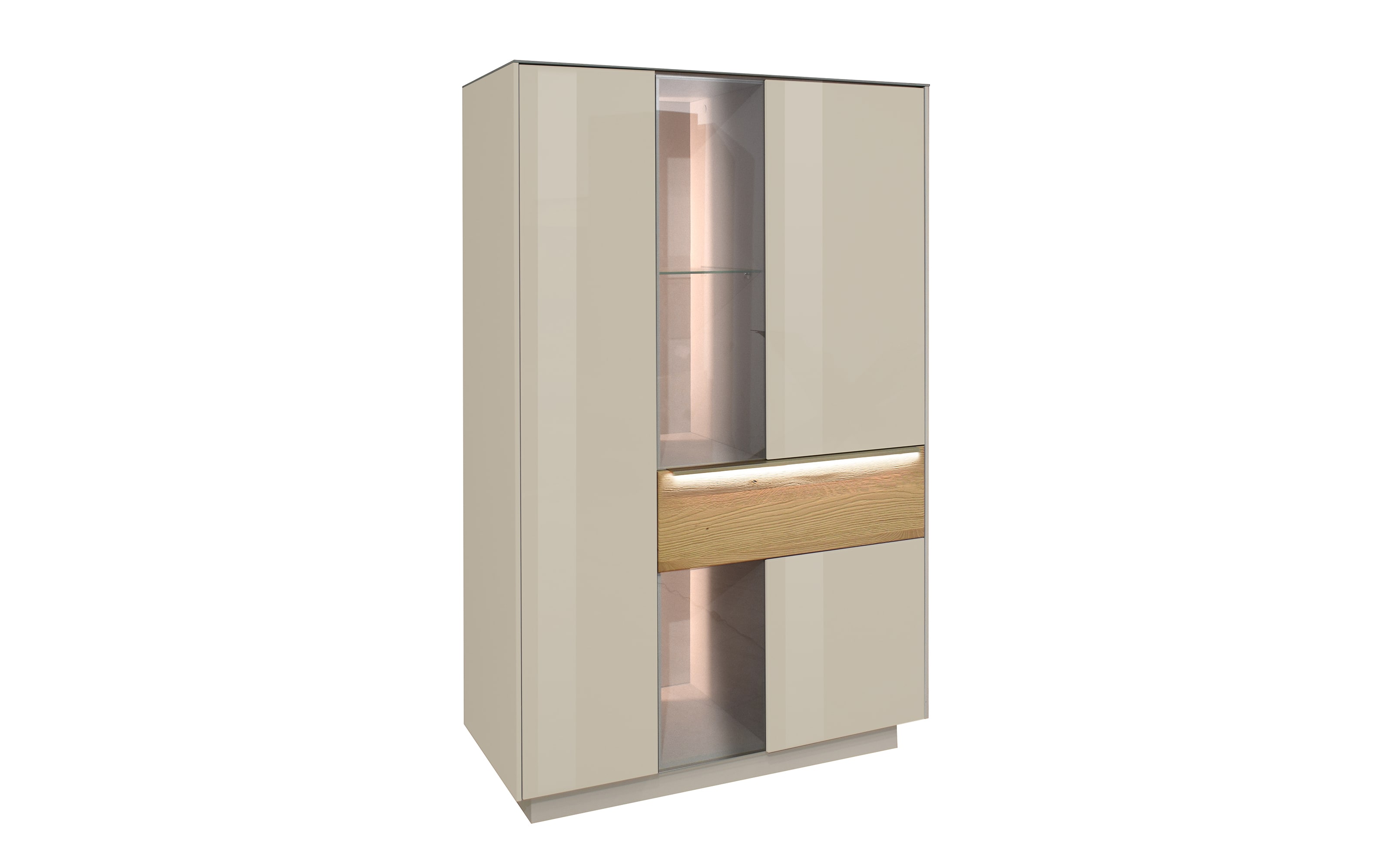 Highboard Nova, kaschmir/Eiche massiv, inkl. Griffbeleuchtung