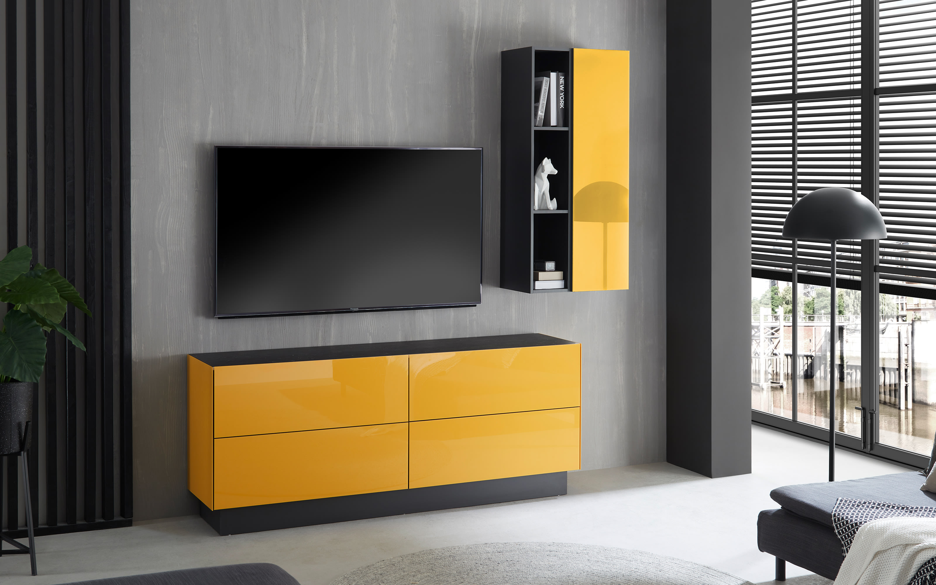 Lowboard Colors, goldgelb, inkl. Sockel