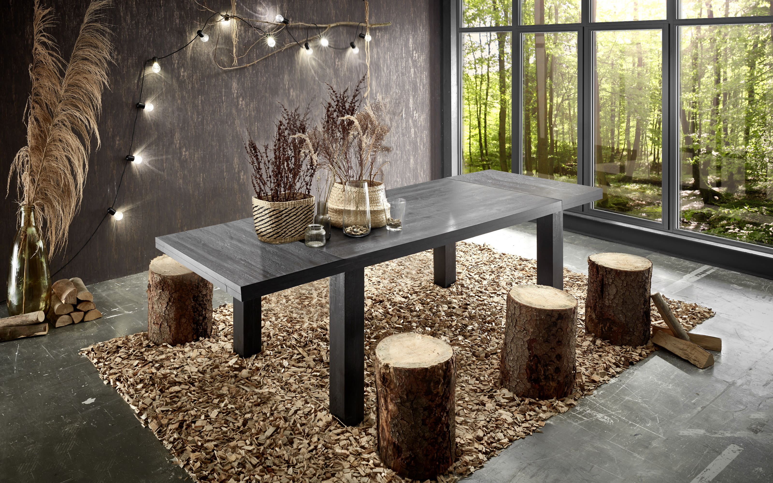 Esstisch Big System Deluxe in flamed wood black