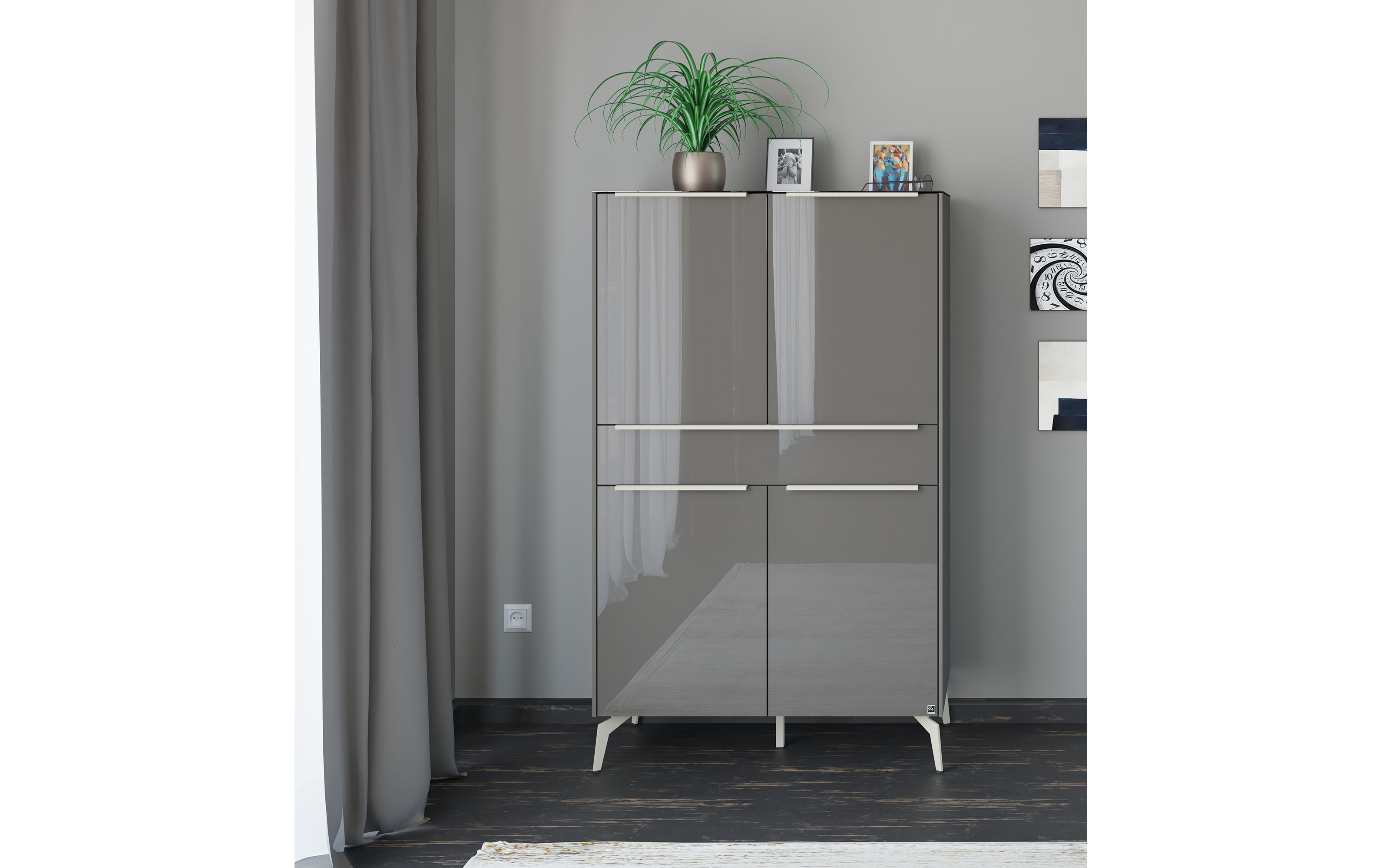 Highboard Reno, anthrazit/kaschmir