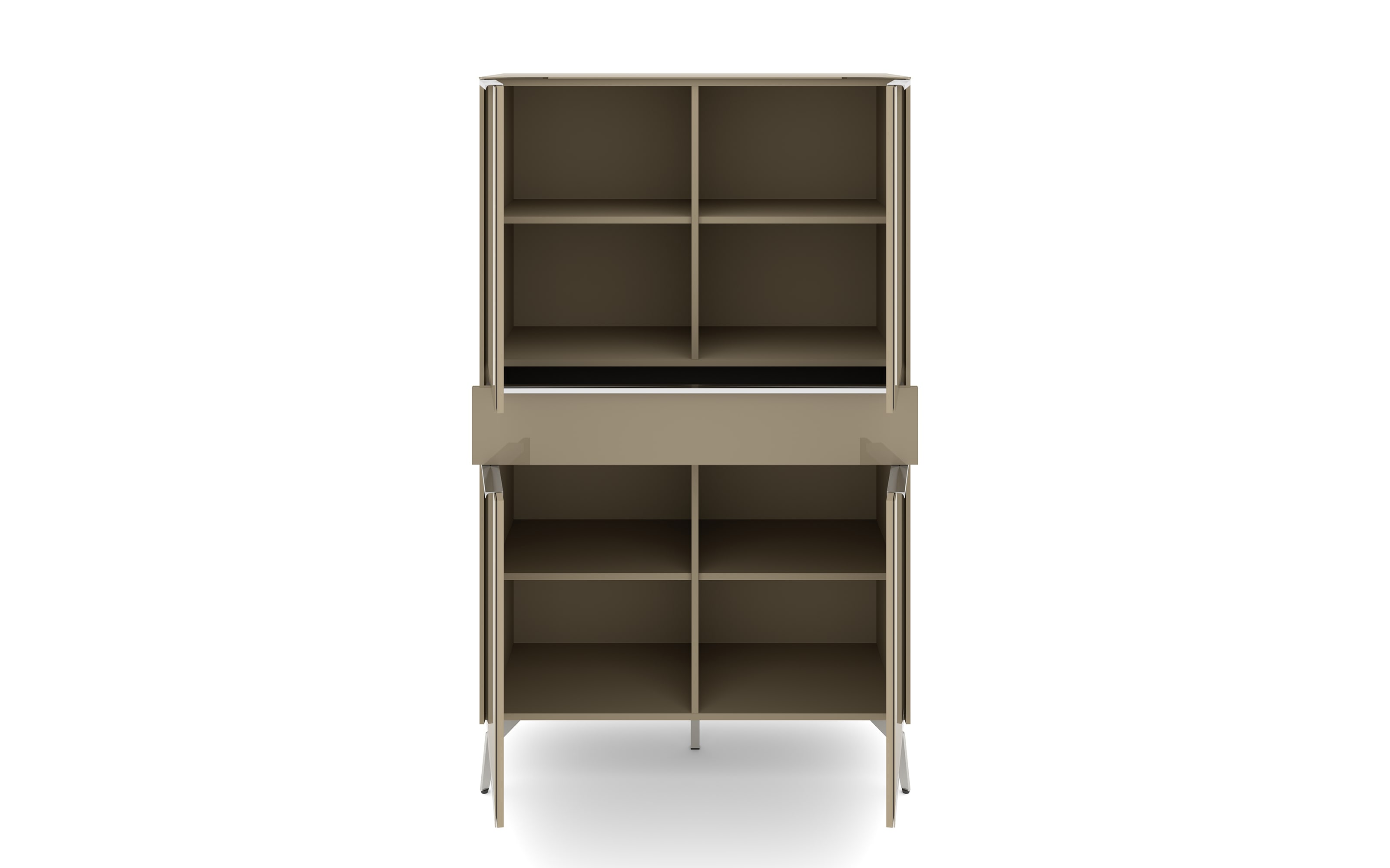 Highboard Reno, taupe/Edelstahl-Nachbildung