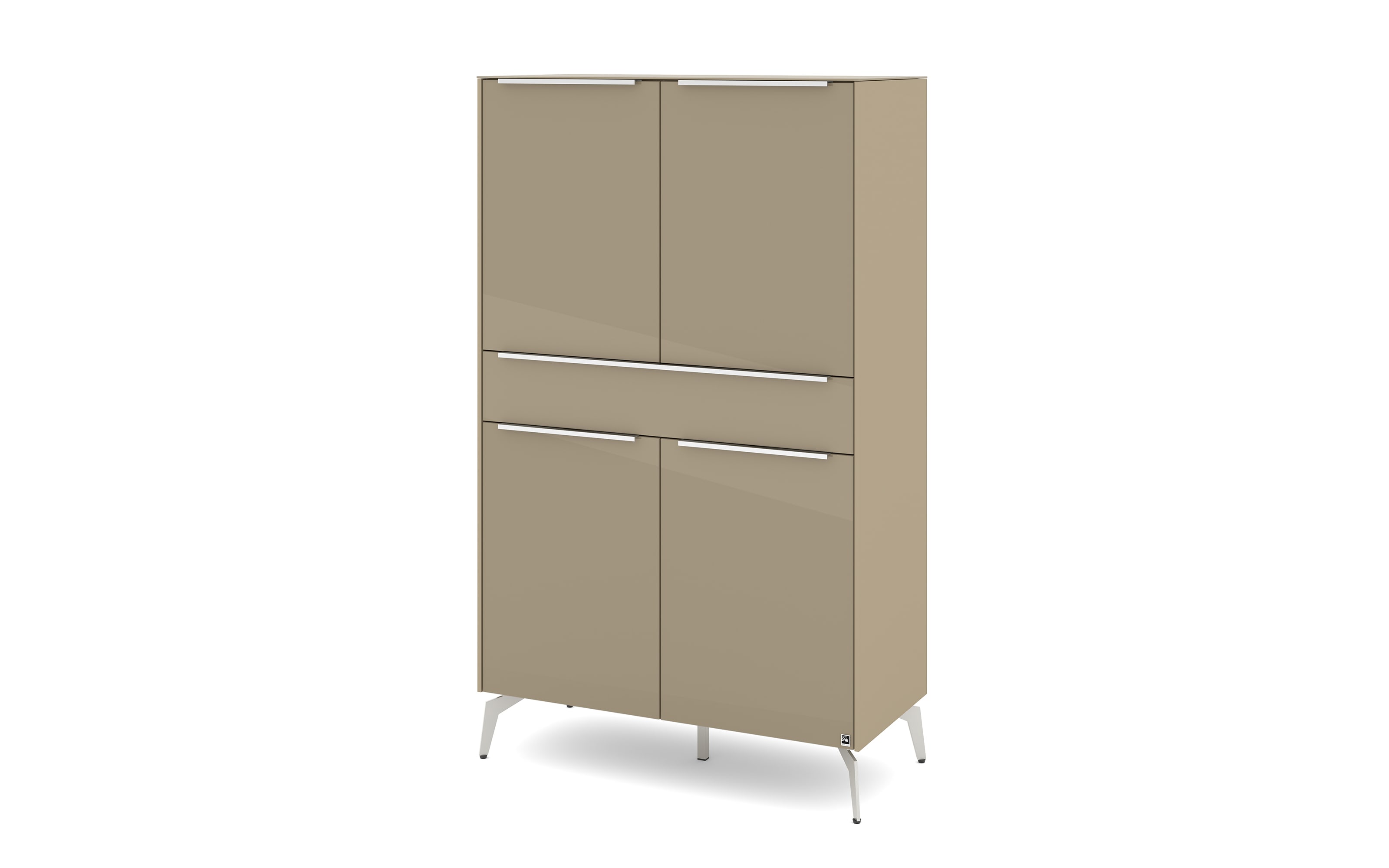 Highboard Reno, taupe/Edelstahl-Nachbildung