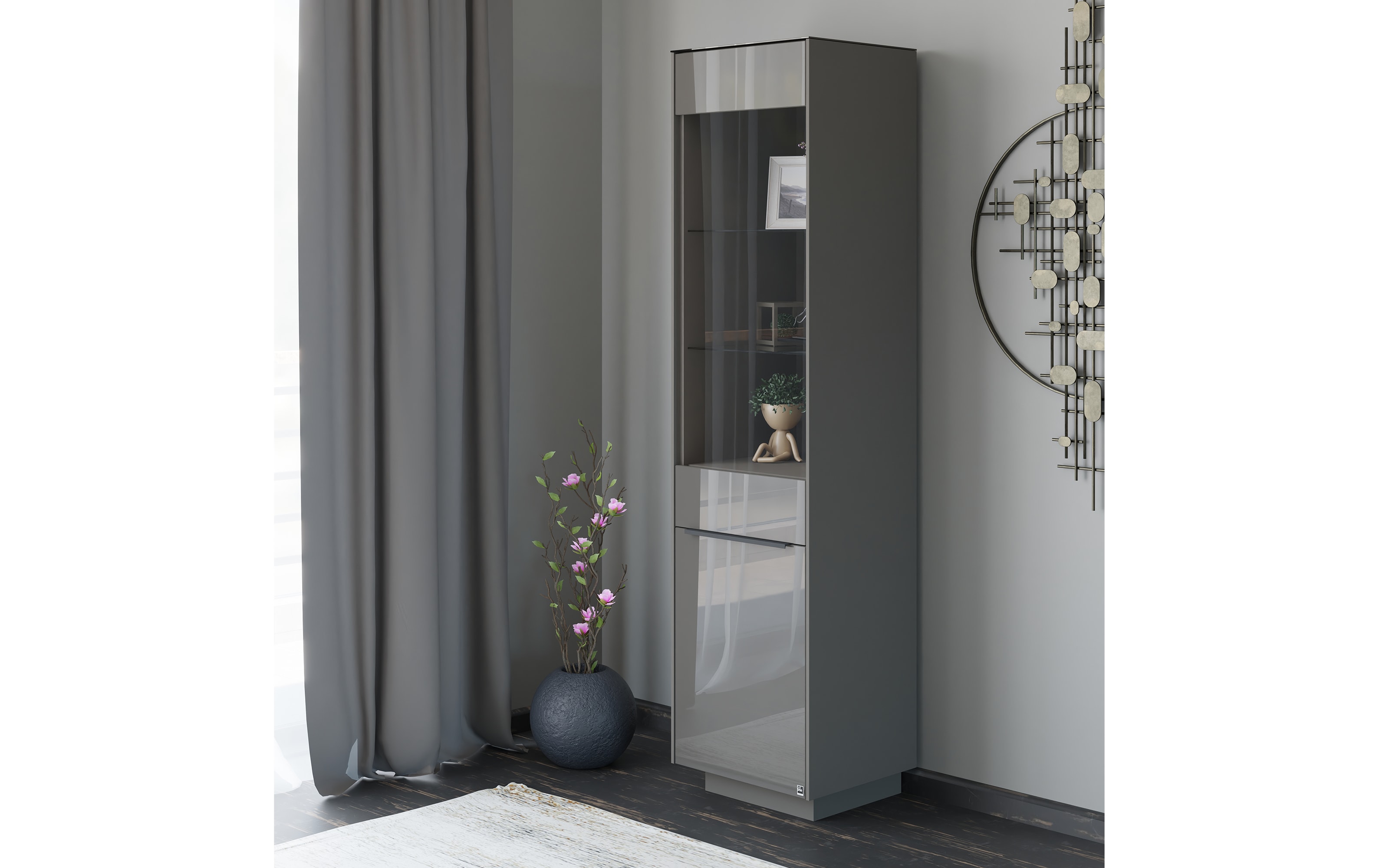 Standvitrine Reno, anthrazit/graphit