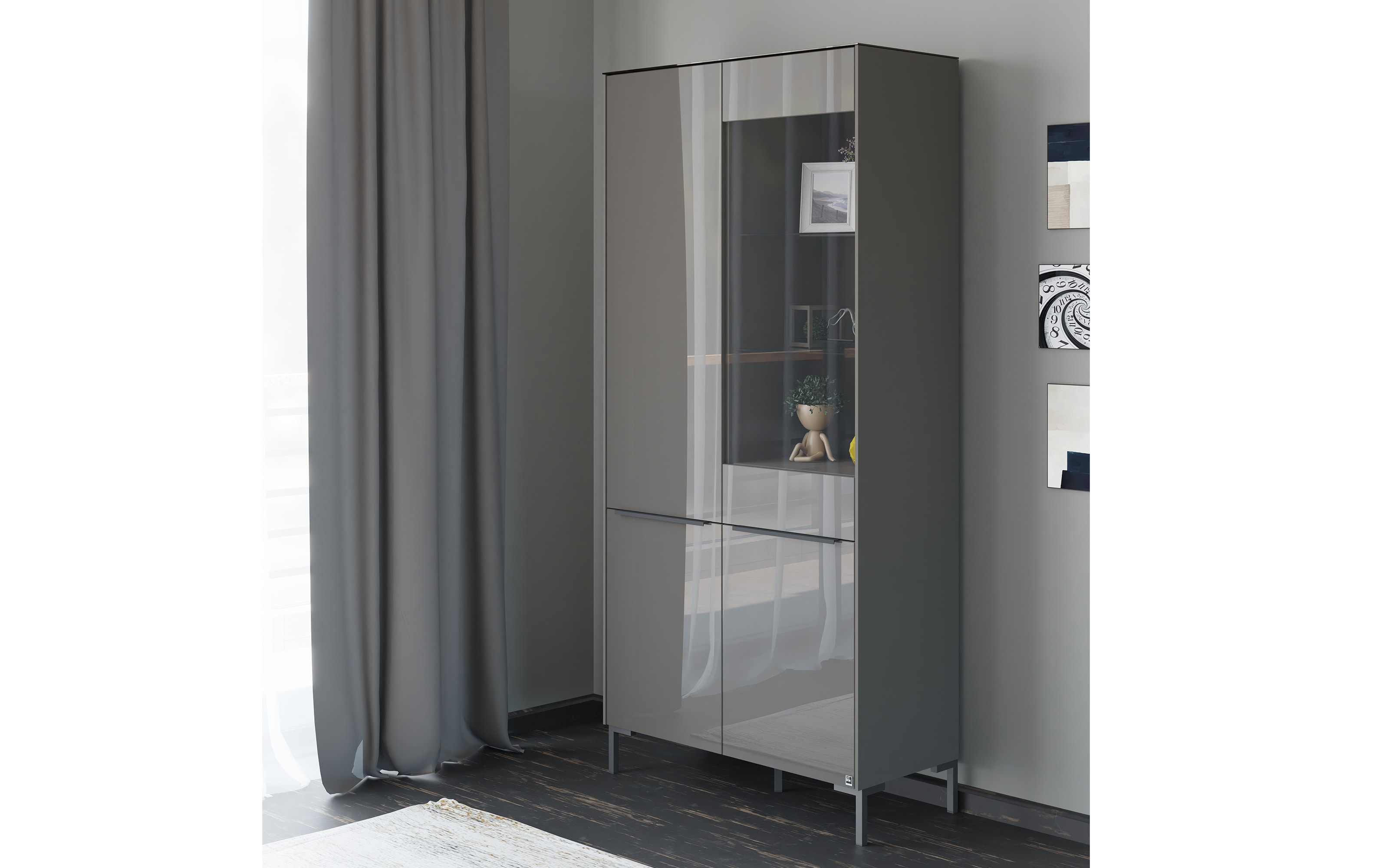 Vitrinenschrank Reno, anthrazit/graphit