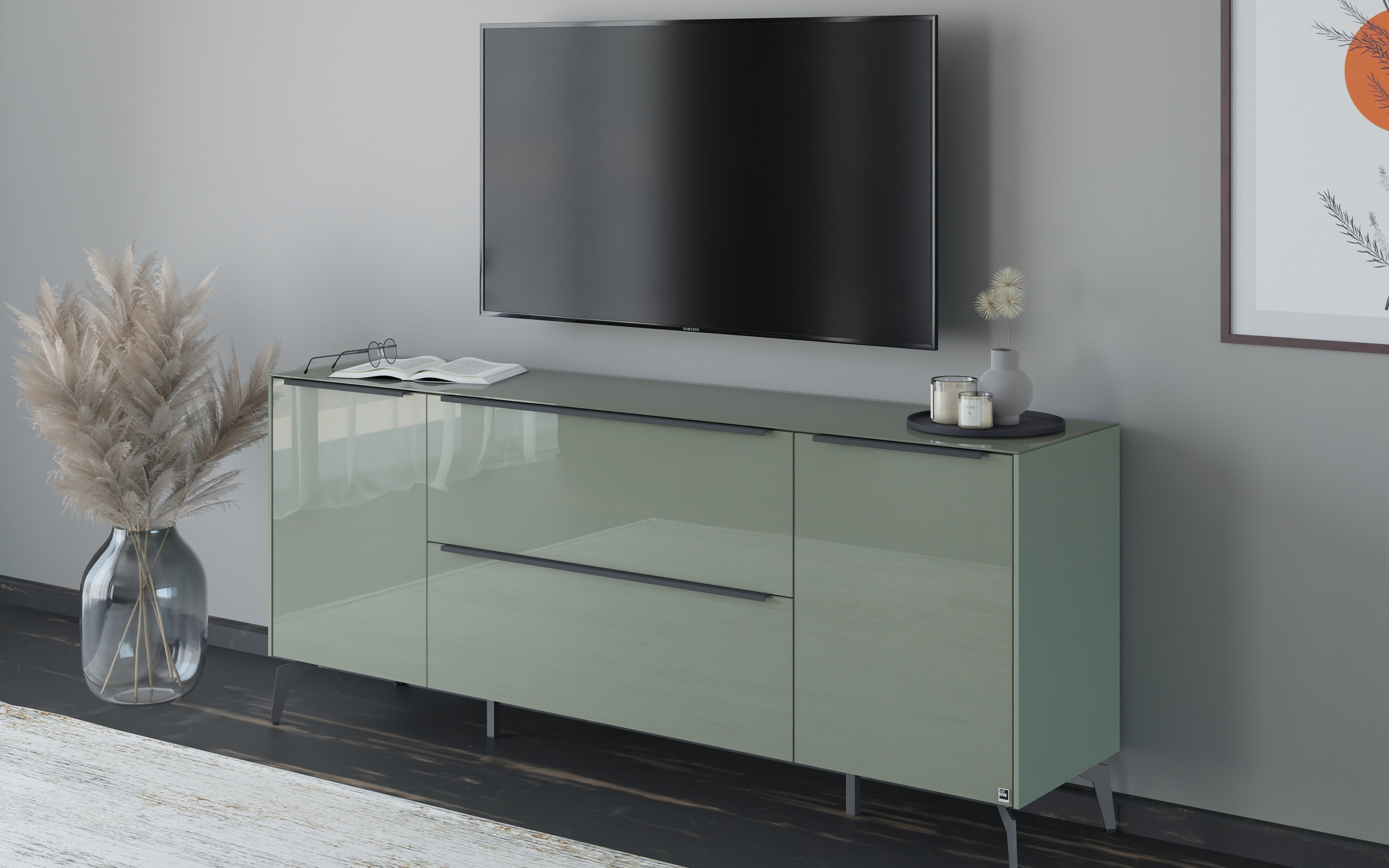 Lowboard Reno, olivgrün/Graphit