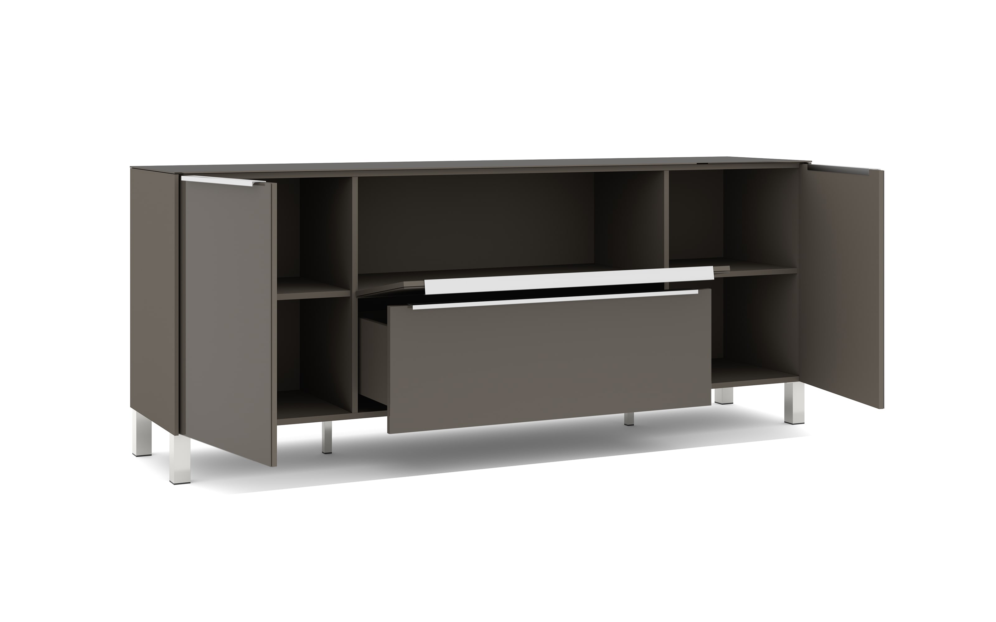 Lowboard Reno, anthrazit/Edelstahl-Nachbildung