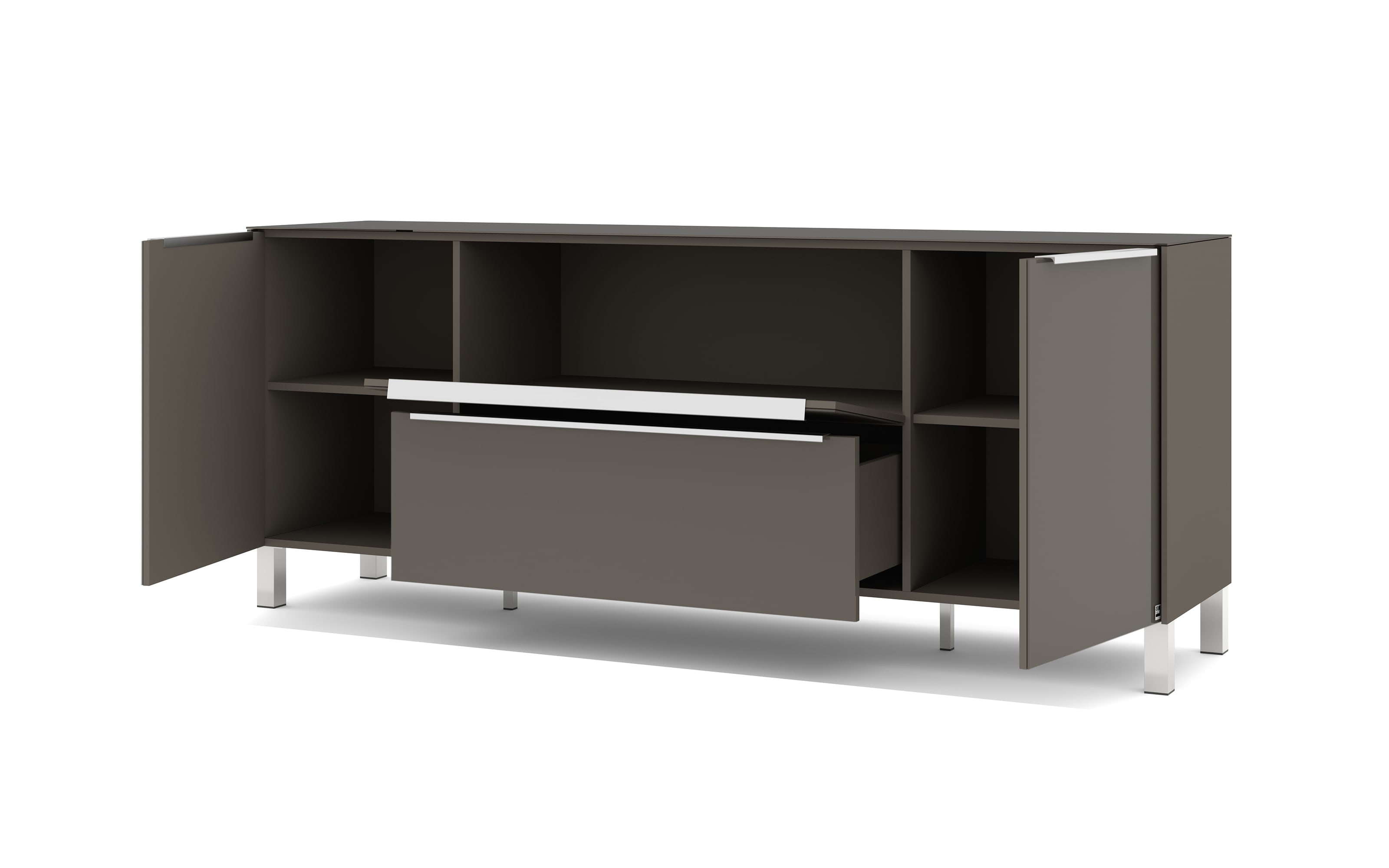 Lowboard Reno, anthrazit/Edelstahl-Nachbildung