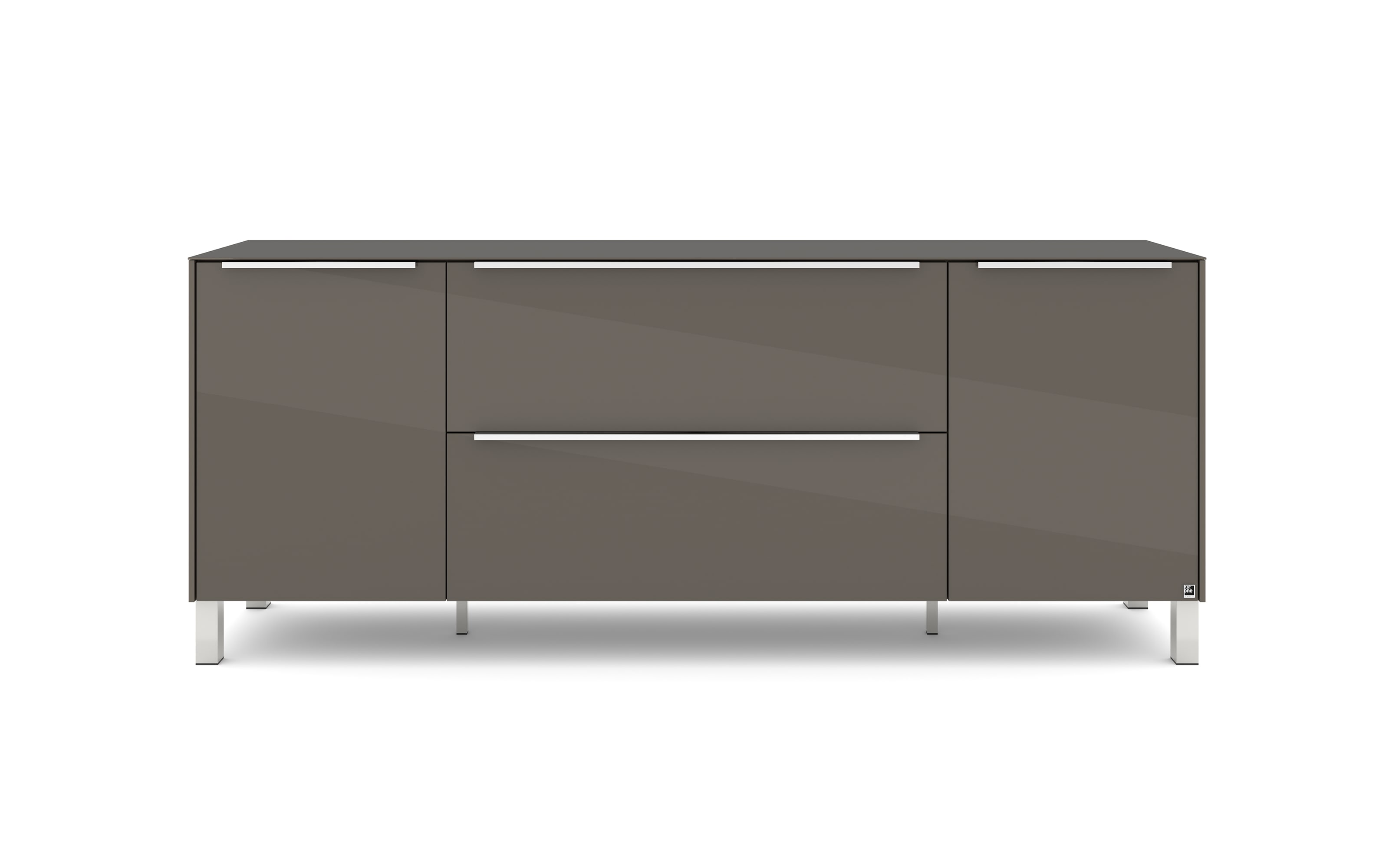 Lowboard Reno, anthrazit/Edelstahl-Nachbildung