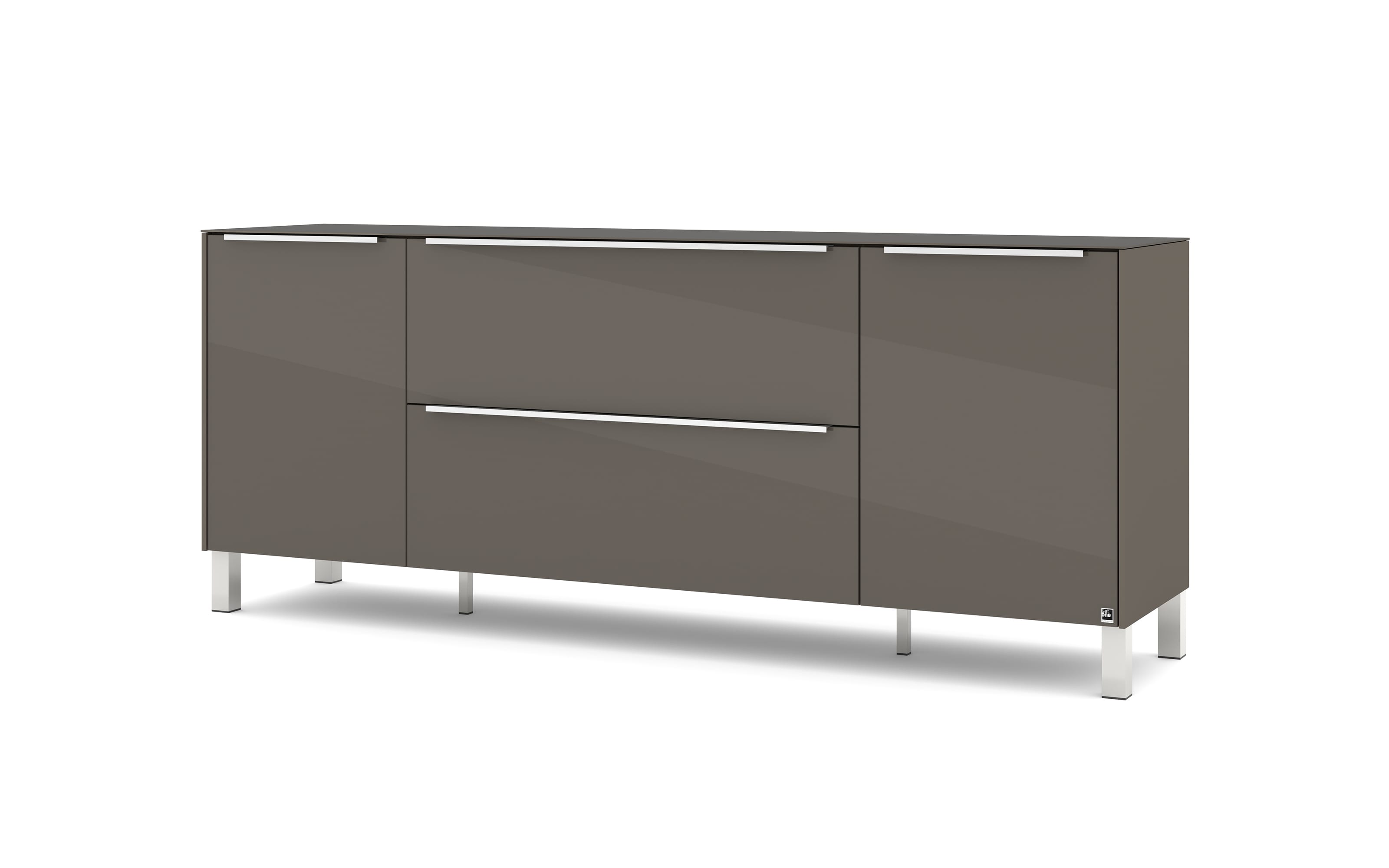 Lowboard Reno, anthrazit/Edelstahl-Nachbildung