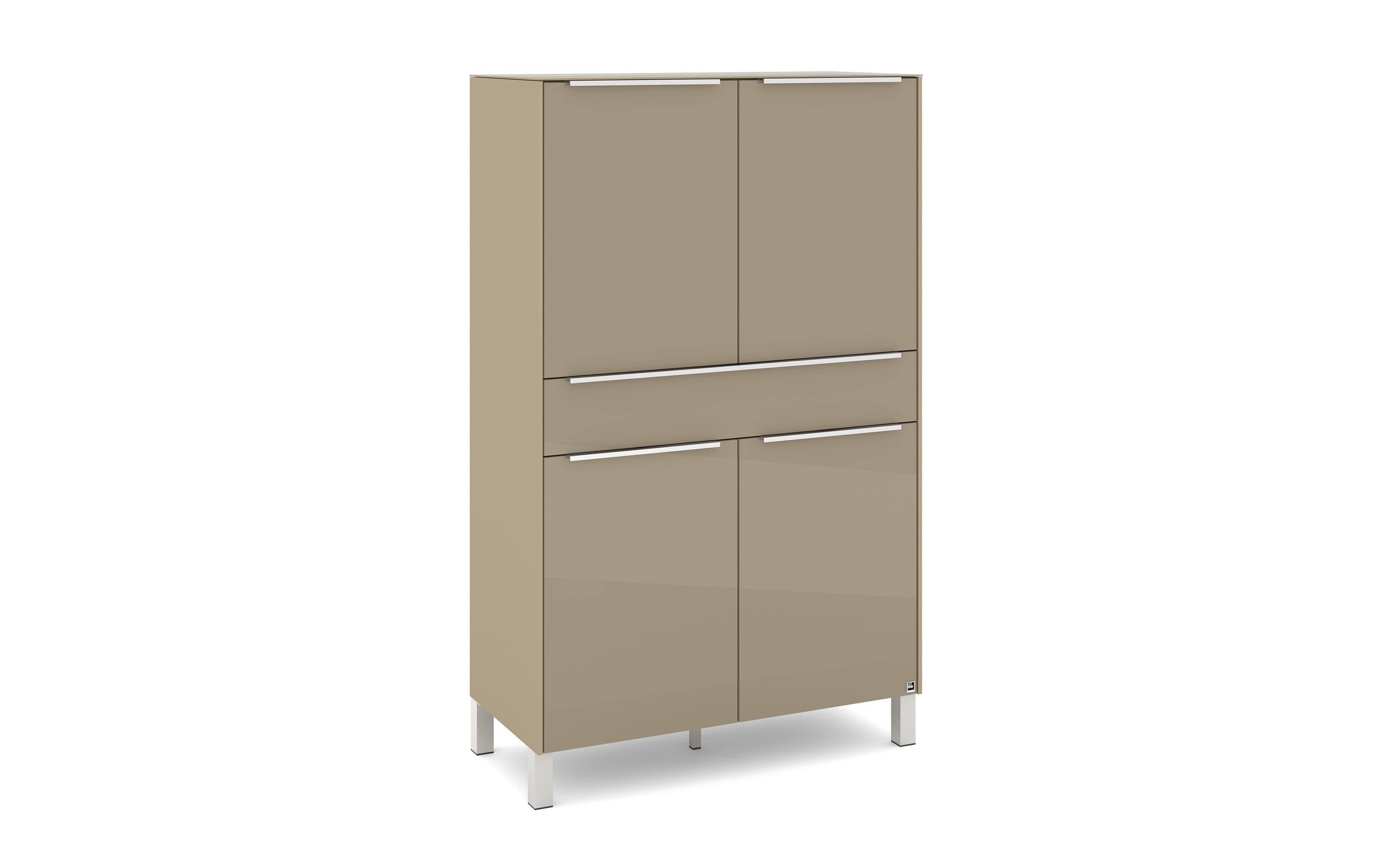 Highboard Reno, taupe/Edelstahl-Nachbildung
