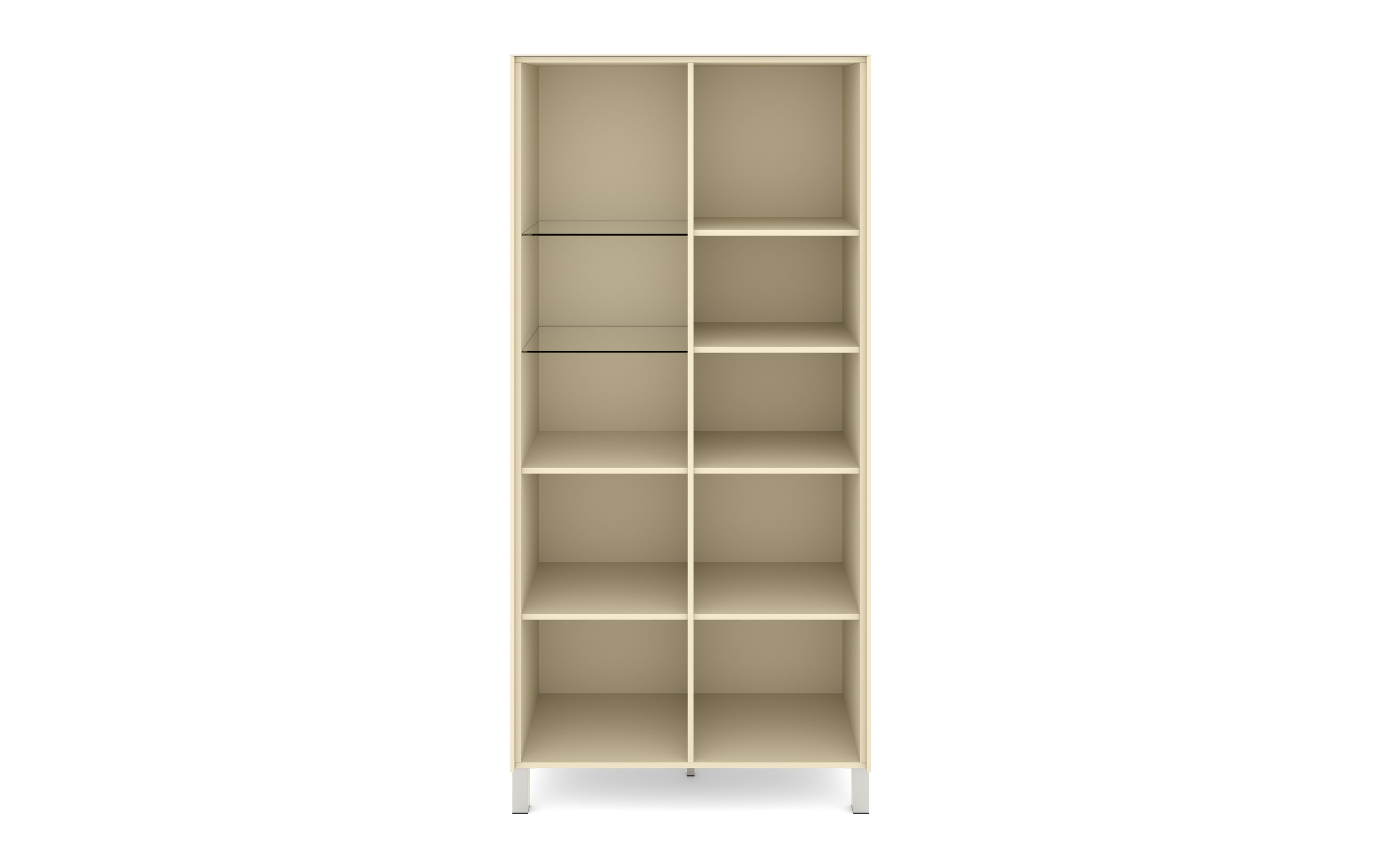 Vitrinenschrank Reno, kaschmir/Edelstahl-Nachbildung