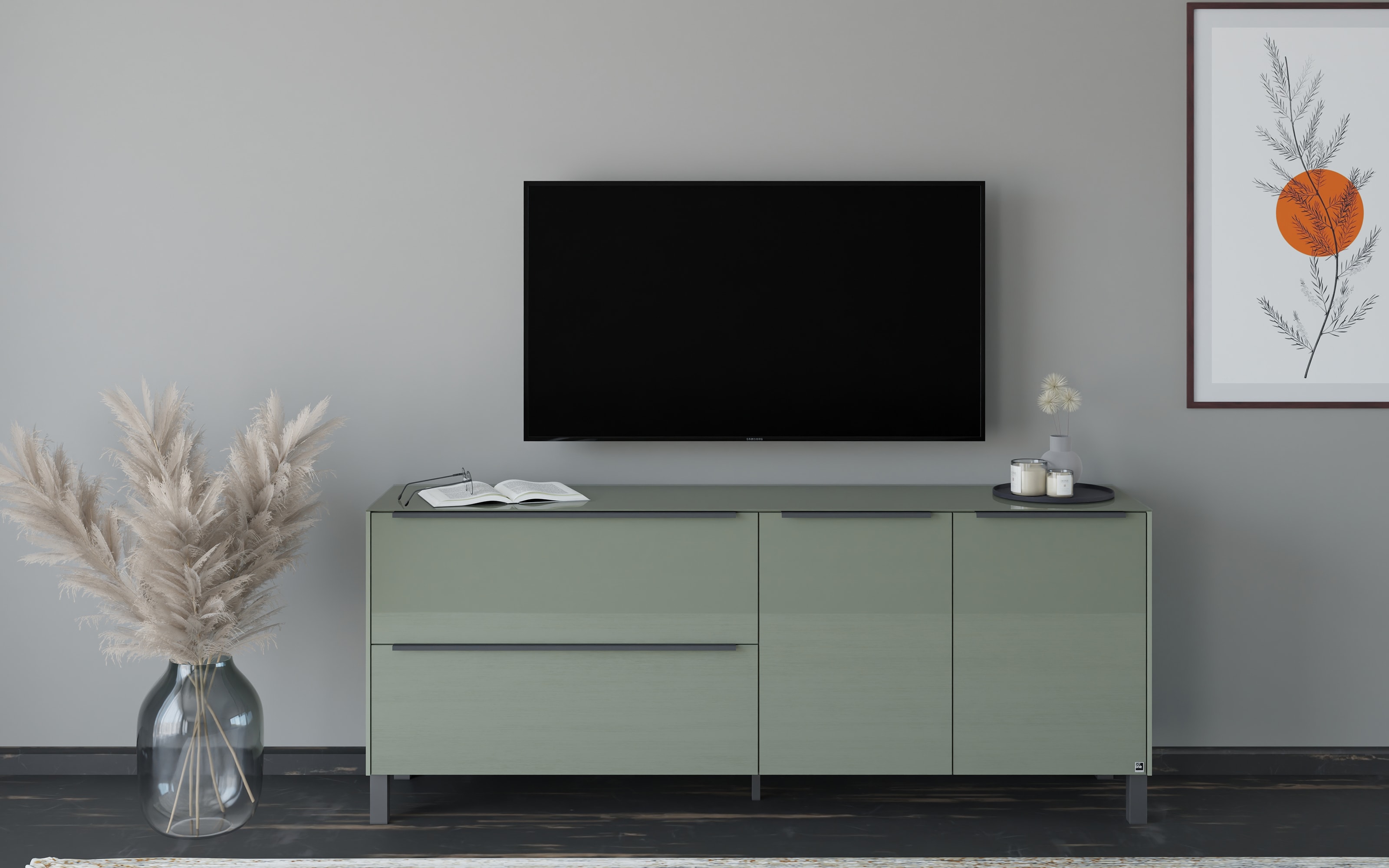 Lowboard Reno, olivgrün/graphit