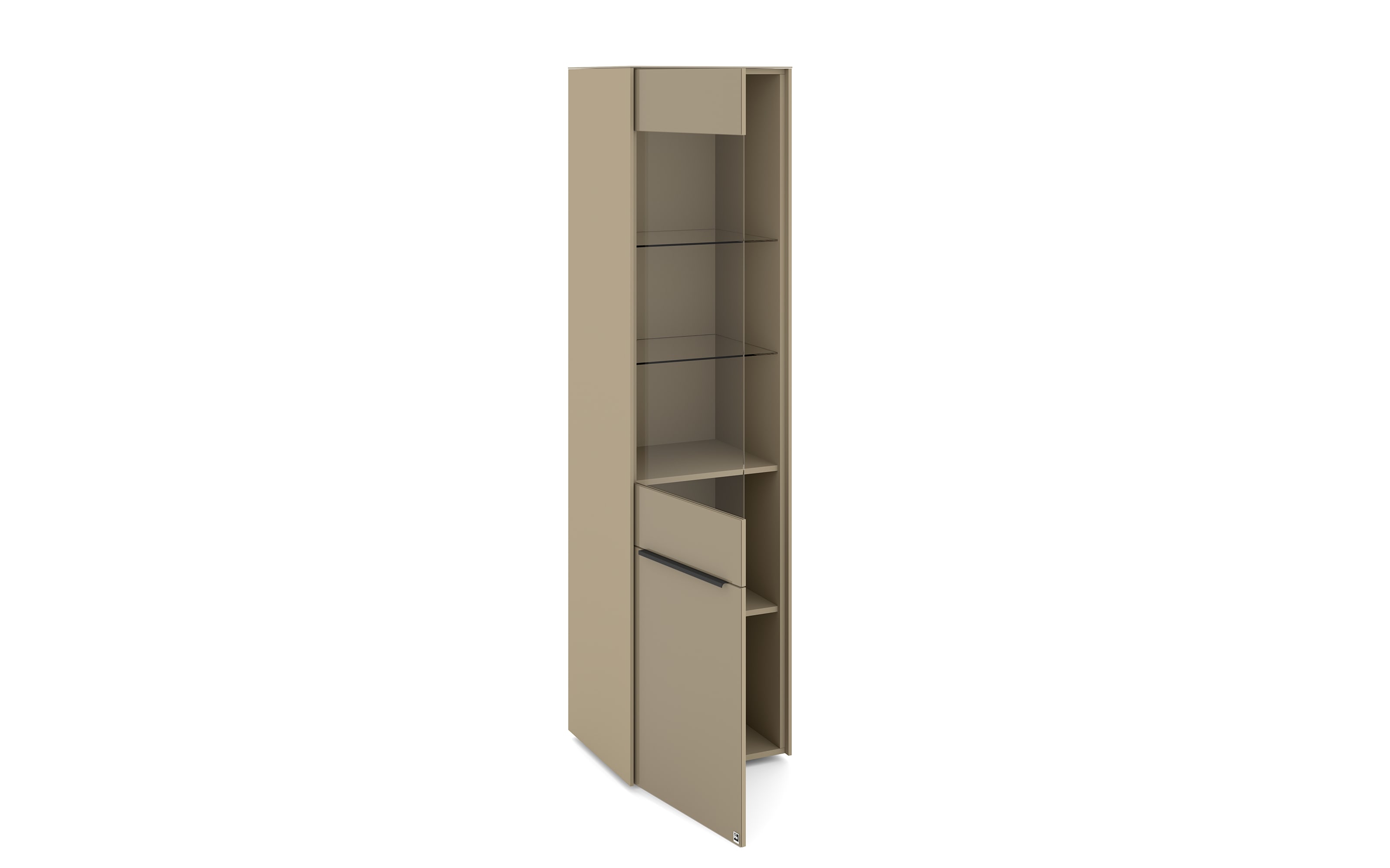 Standvitrine Reno, taupe/graphit