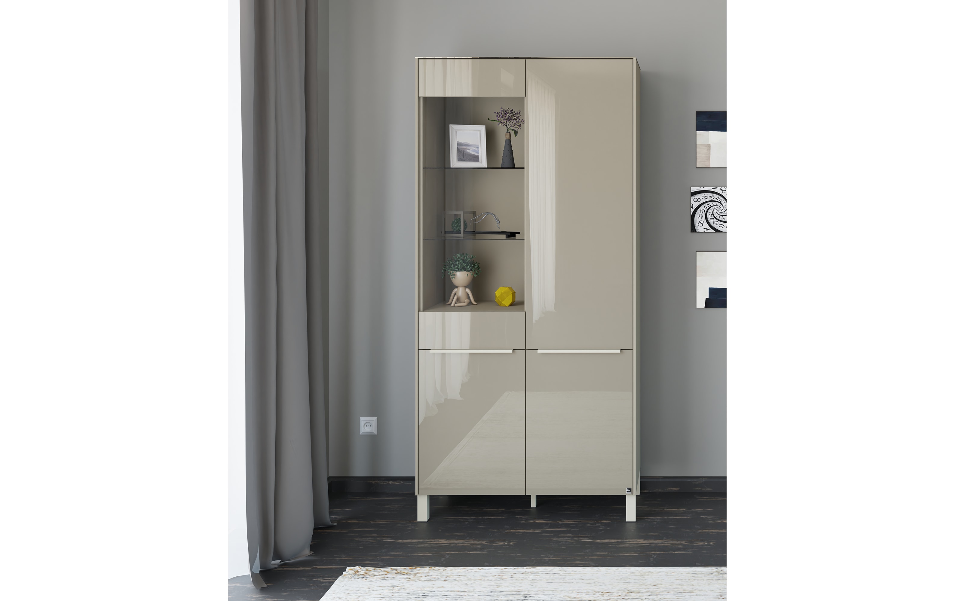 Vitrinenschrank Reno, taupe/kaschmir