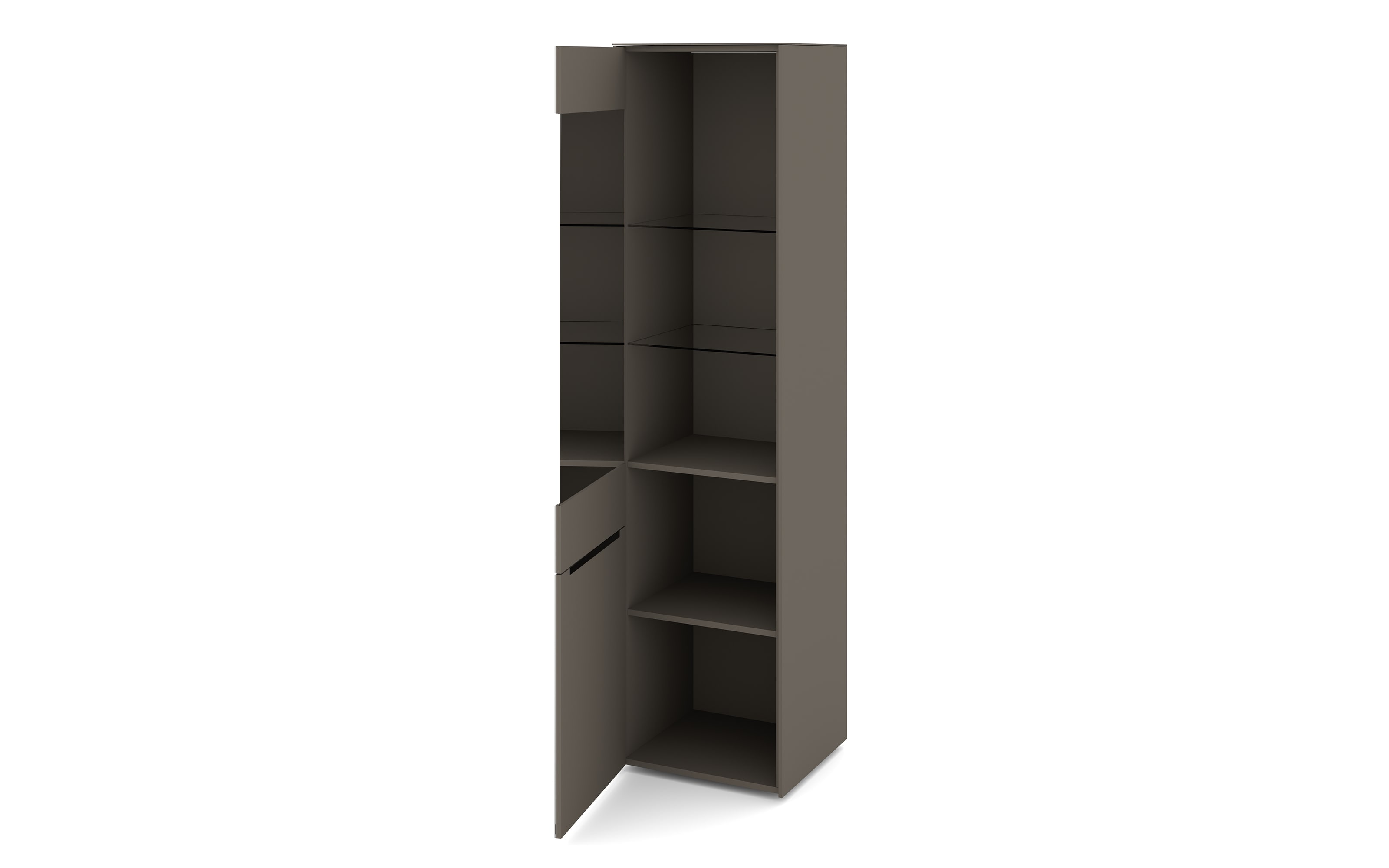 Standvitrine Reno, anthrazit/Edelstahl-Nachbildung