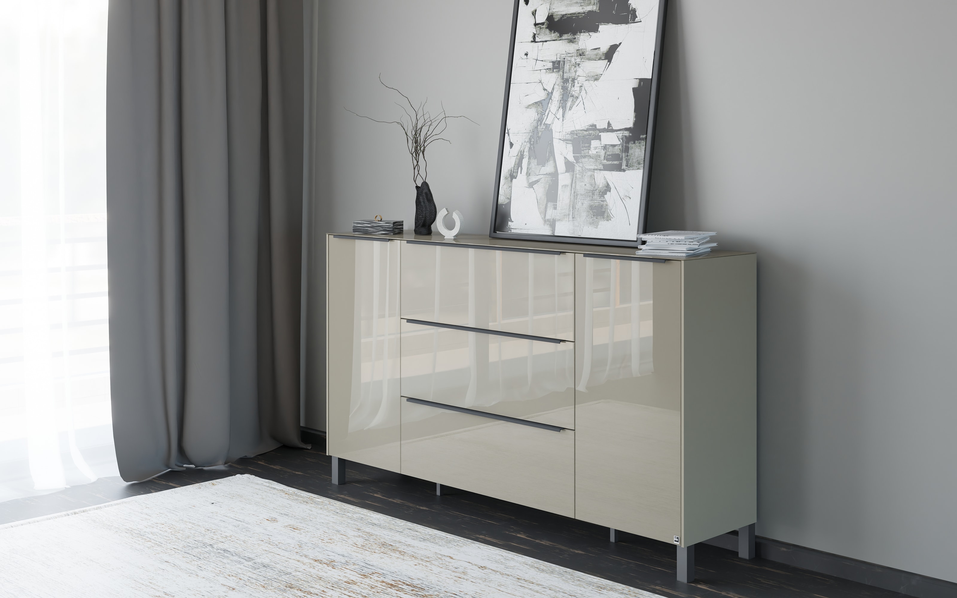 Kommode Reno, taupe/graphit