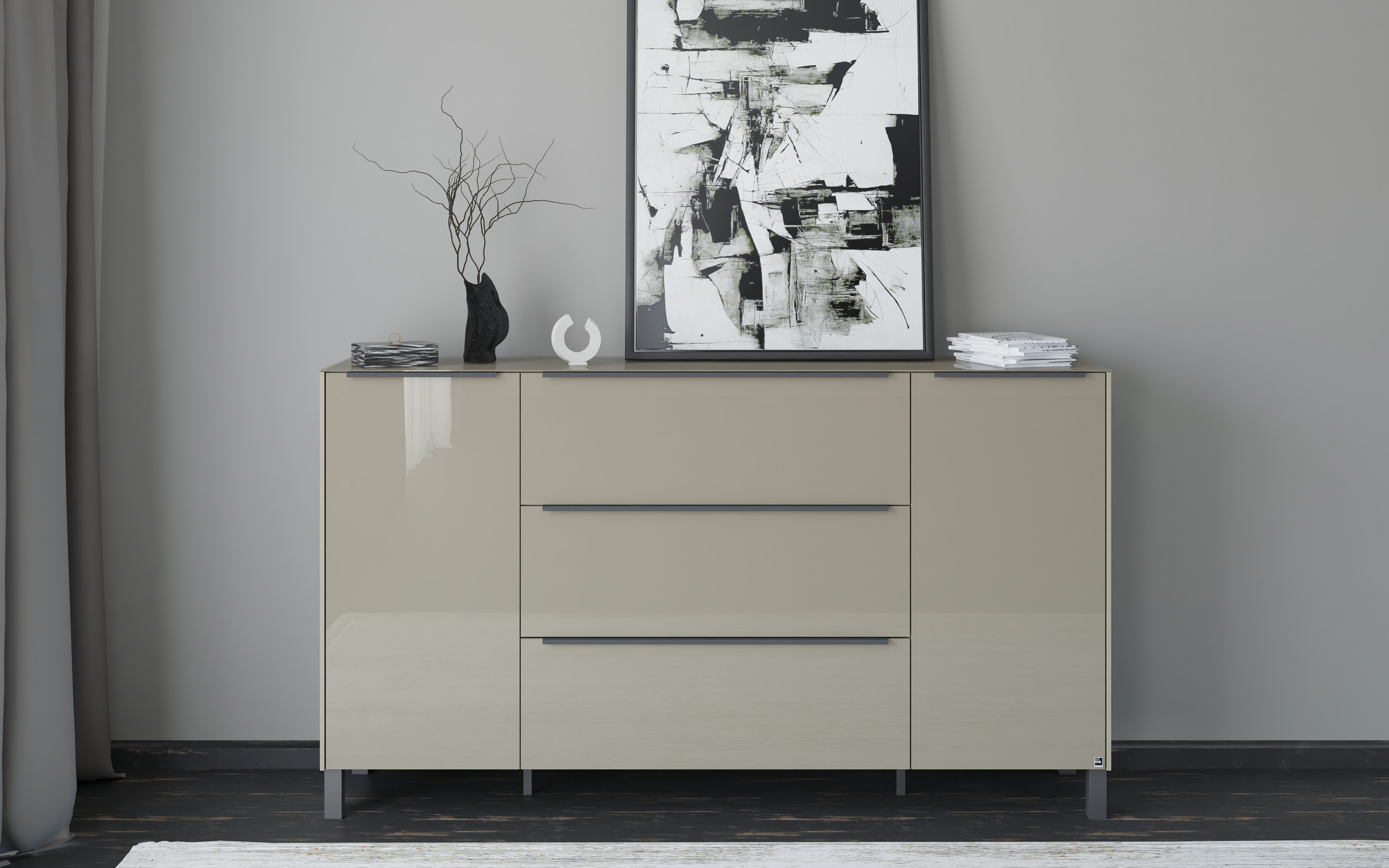 Kommode Reno, taupe/graphit