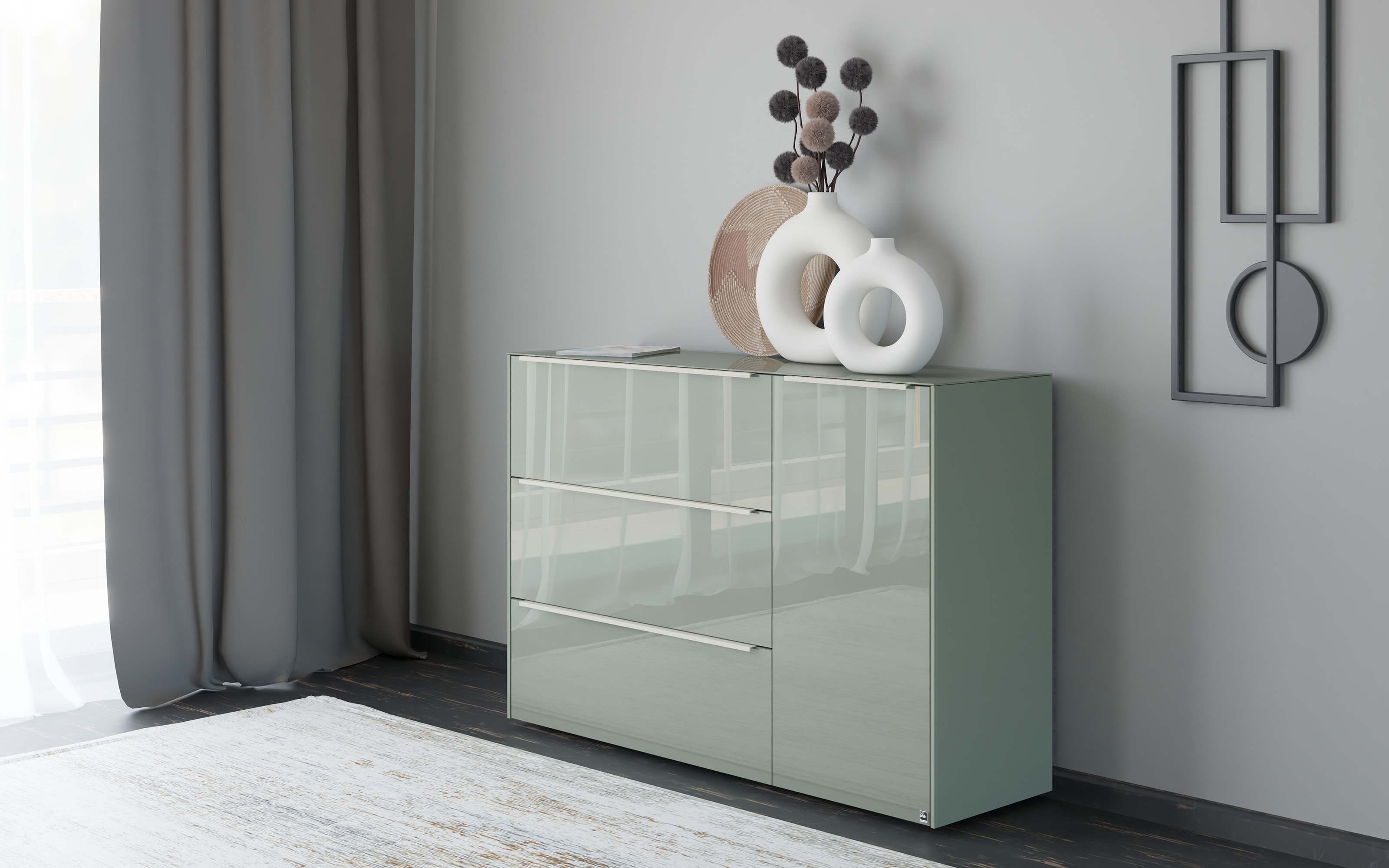 Kommode Reno, olivgrün/kaschmir