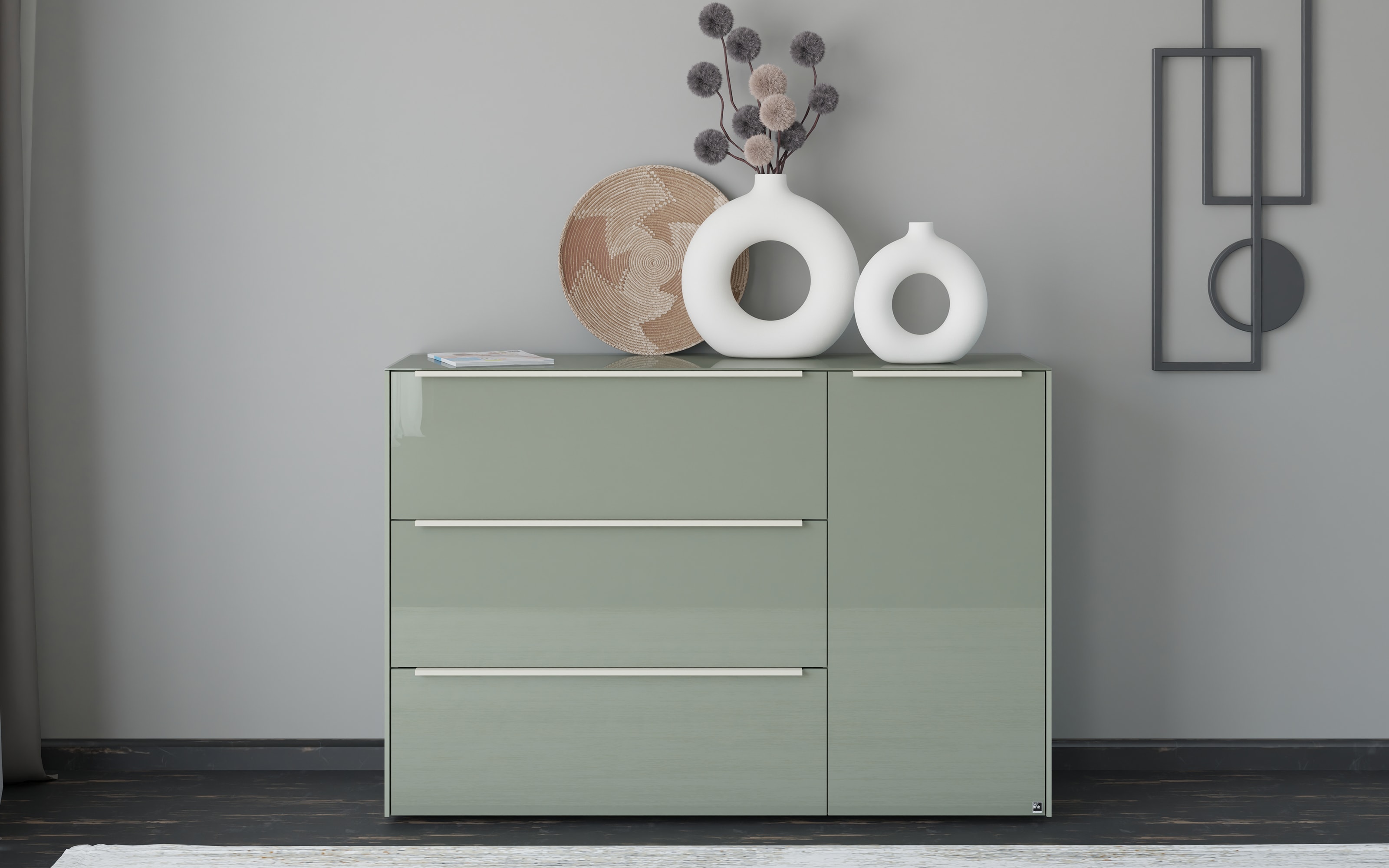 Kommode Reno, olivgrün/kaschmir