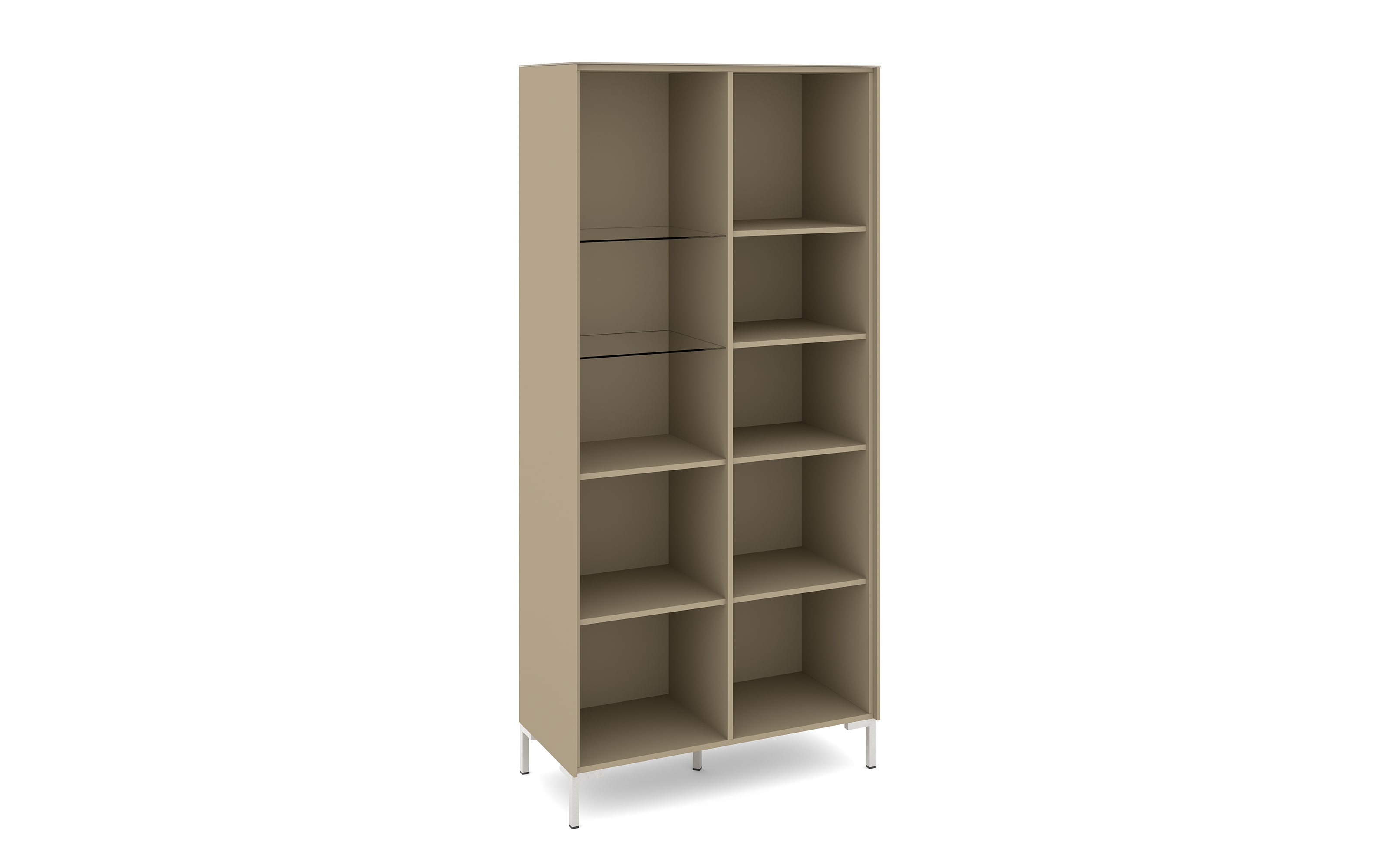 Vitrinenschrank Reno, taupe/Edelstahl-Nachbildung