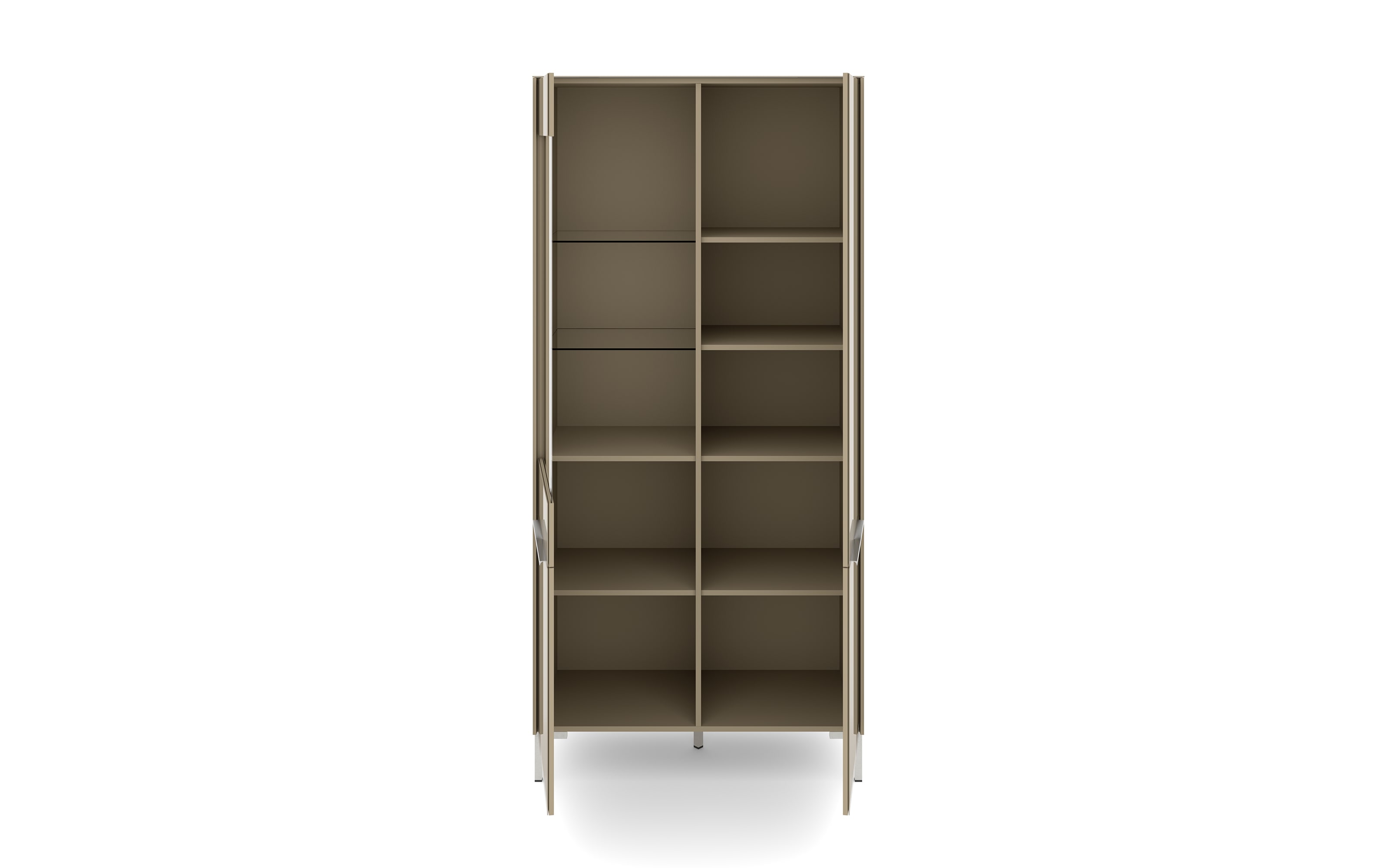 Vitrinenschrank Reno, taupe/Edelstahl-Nachbildung