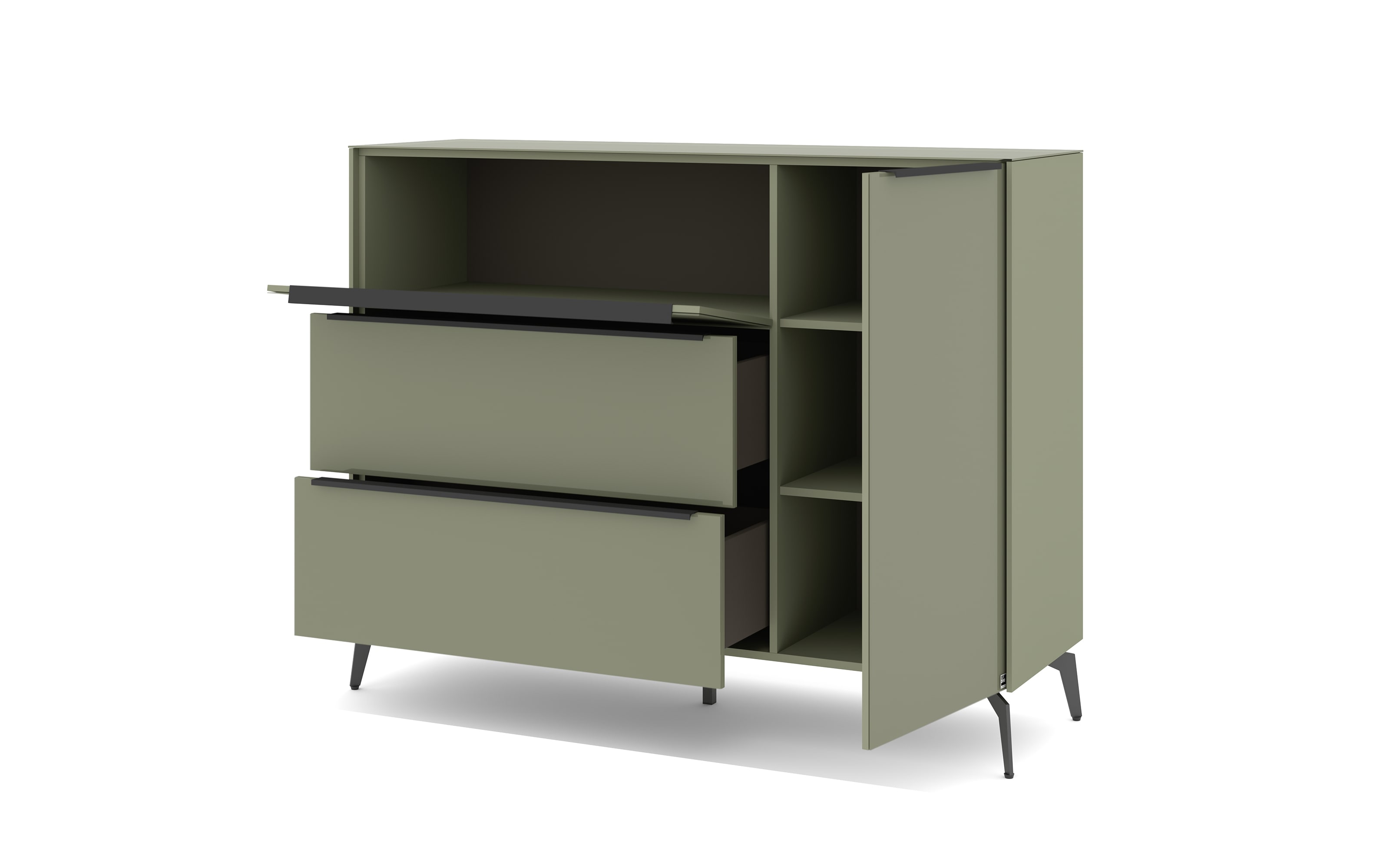 Kommode Reno, olivgrün/graphit