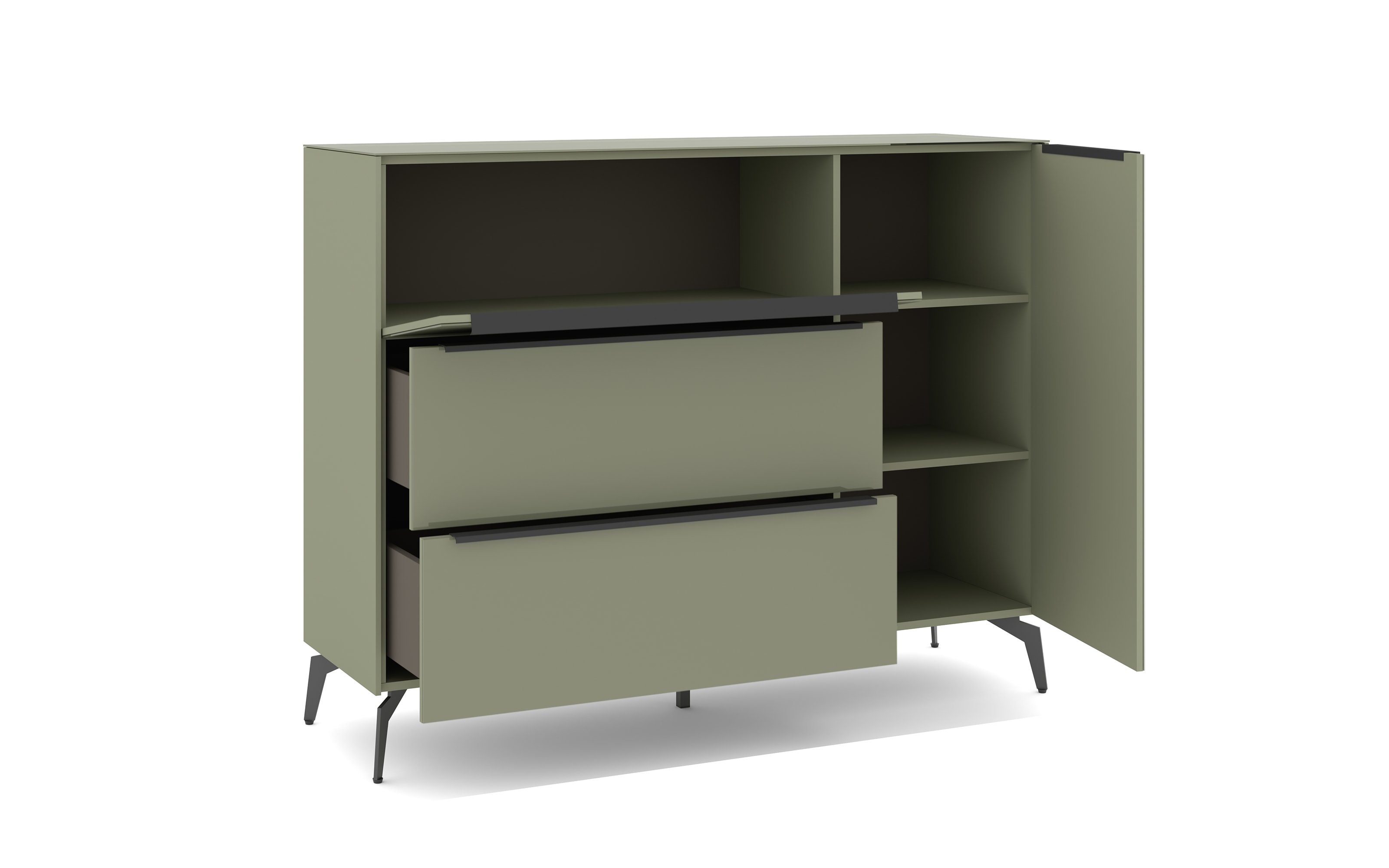 Kommode Reno, olivgrün/graphit