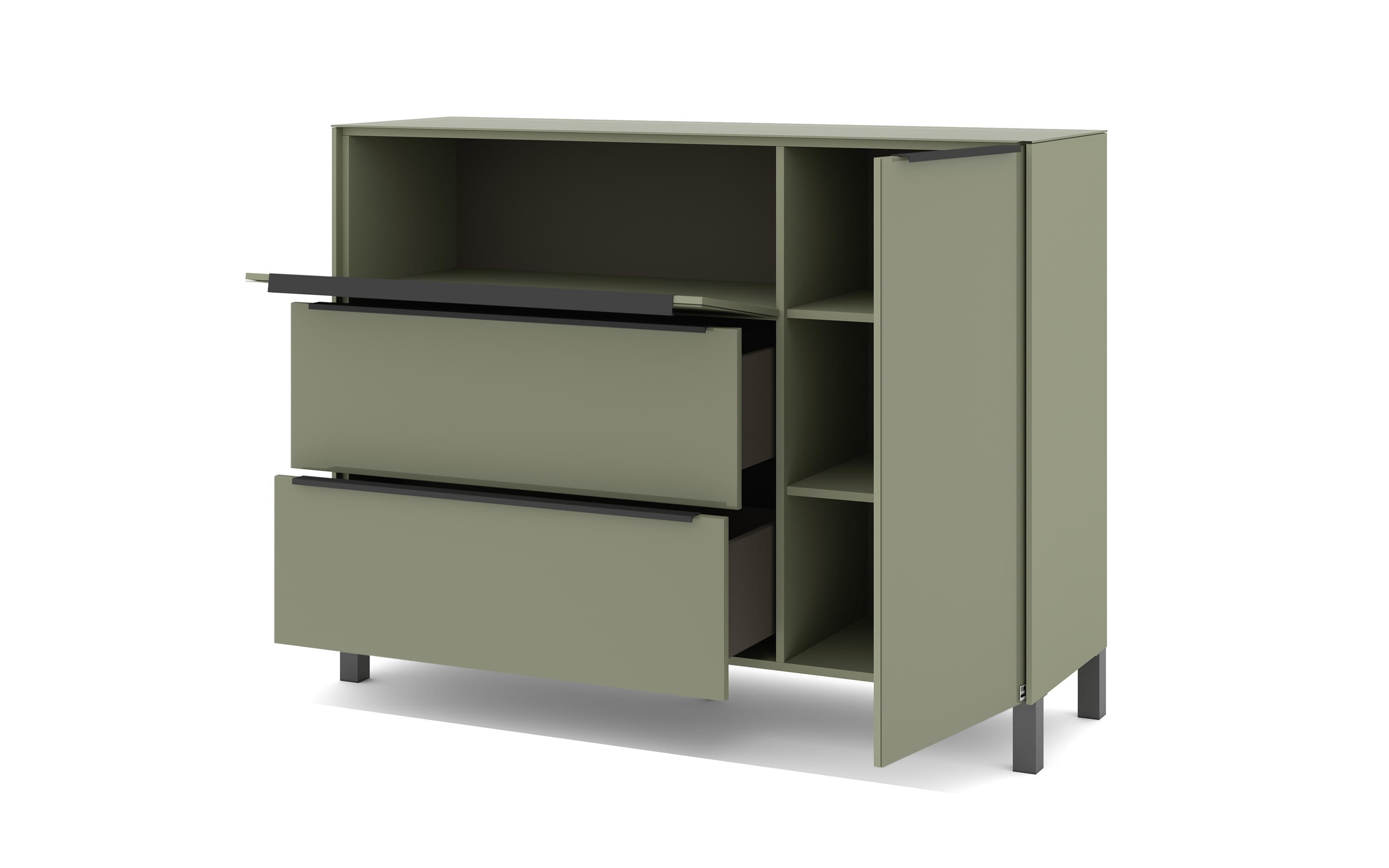 Kommode Reno, olivgrün/graphit