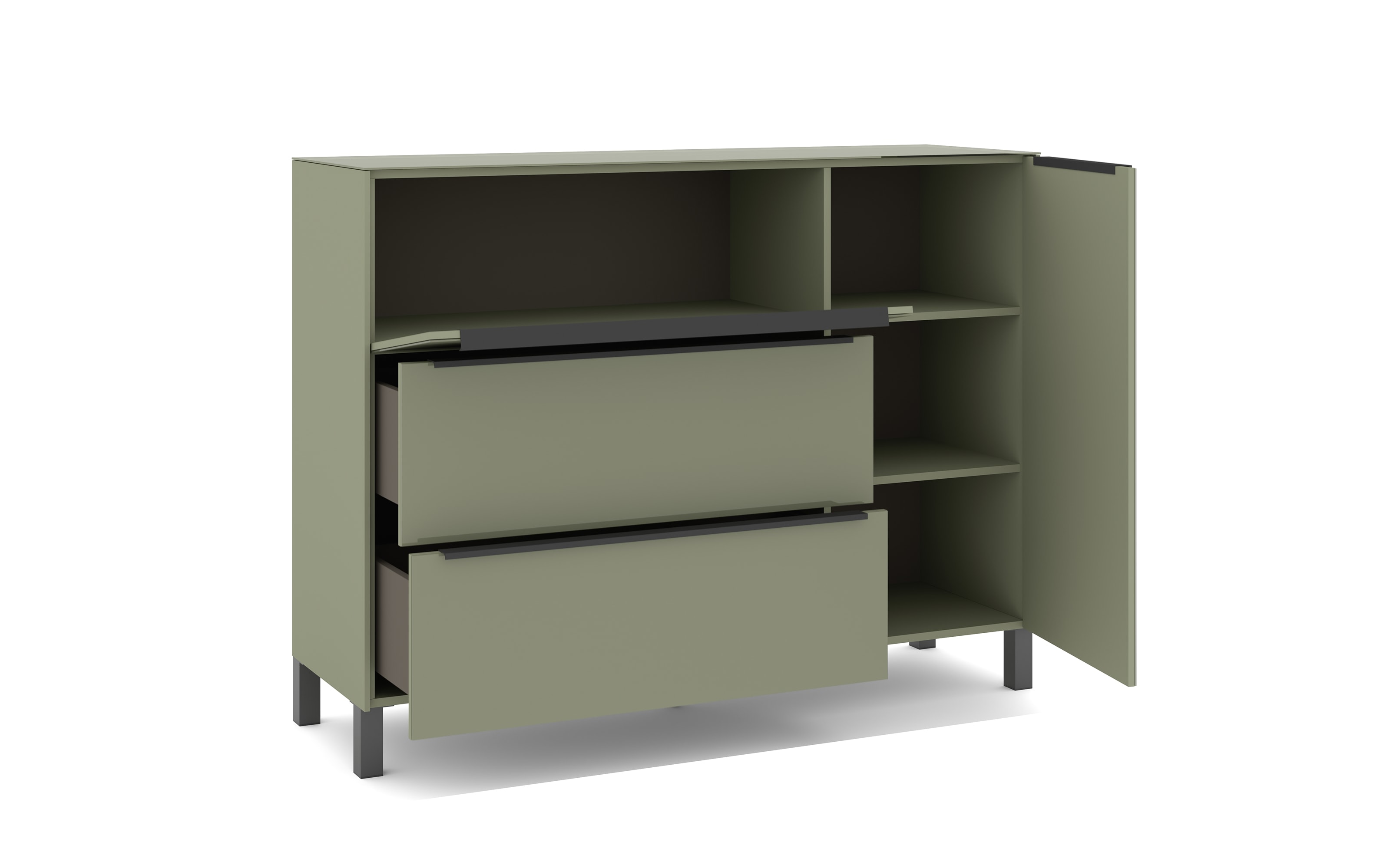 Kommode Reno, olivgrün/graphit