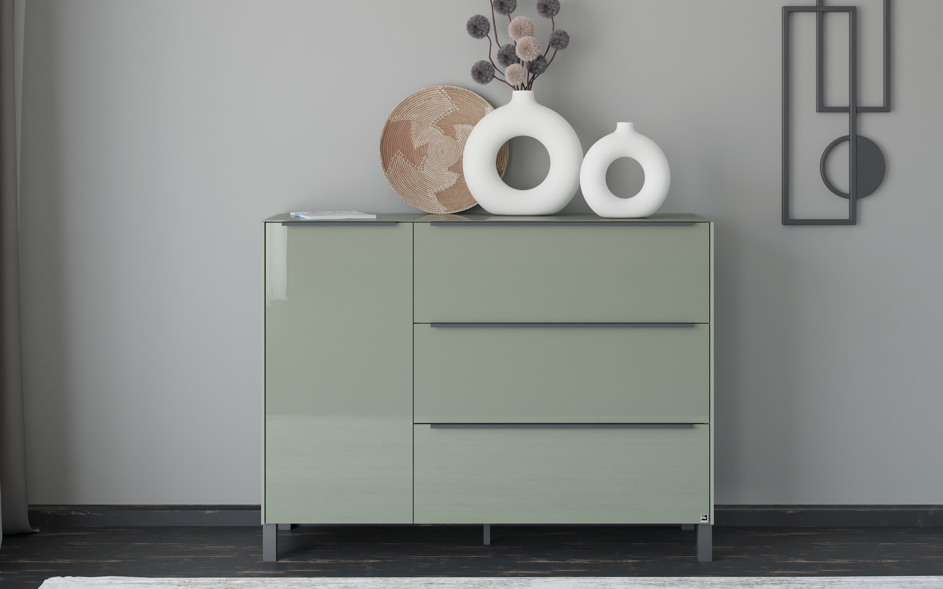 Kommode Reno, olivgrün/graphit