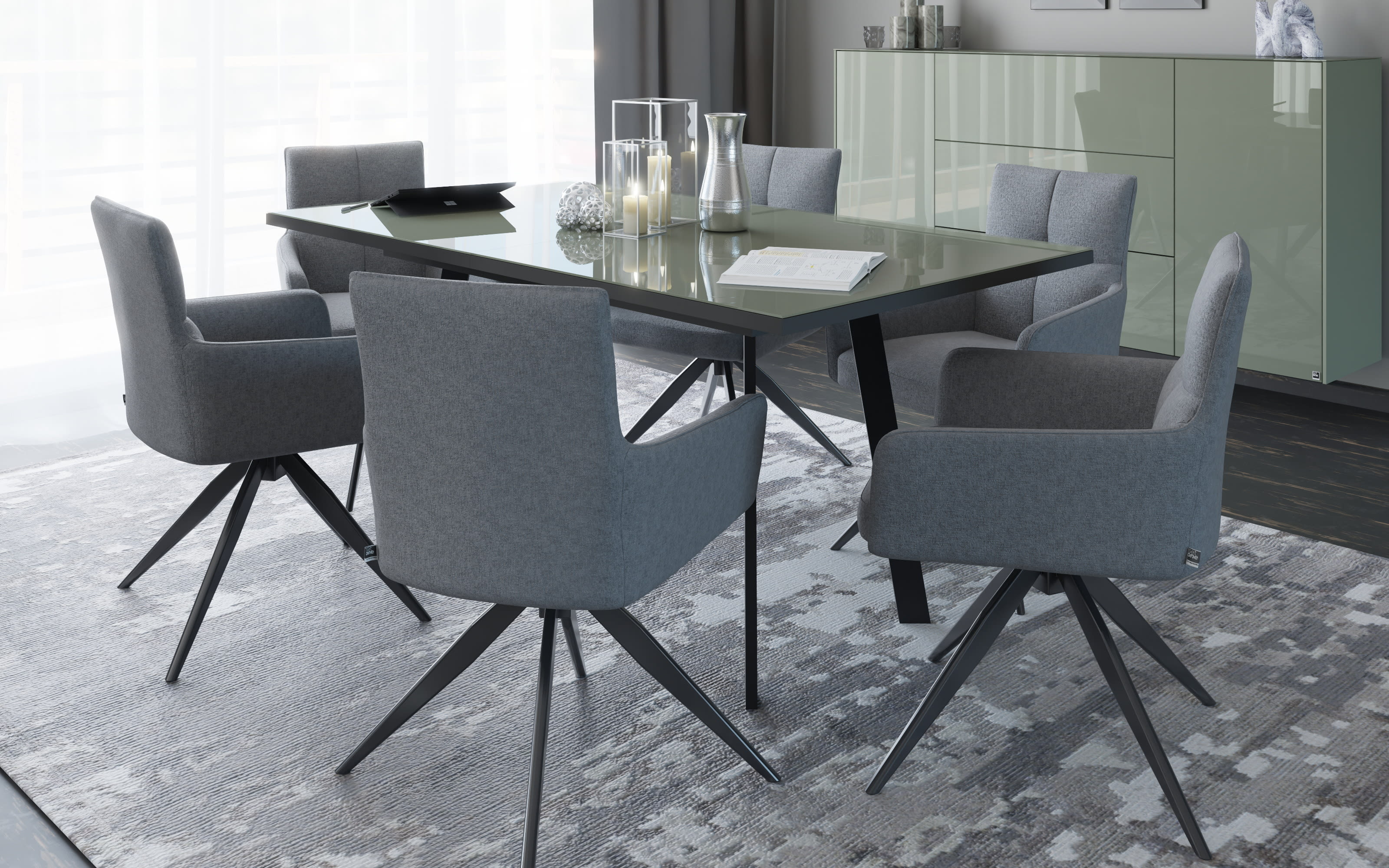 Esstisch Reno, olivgrün/schwarz