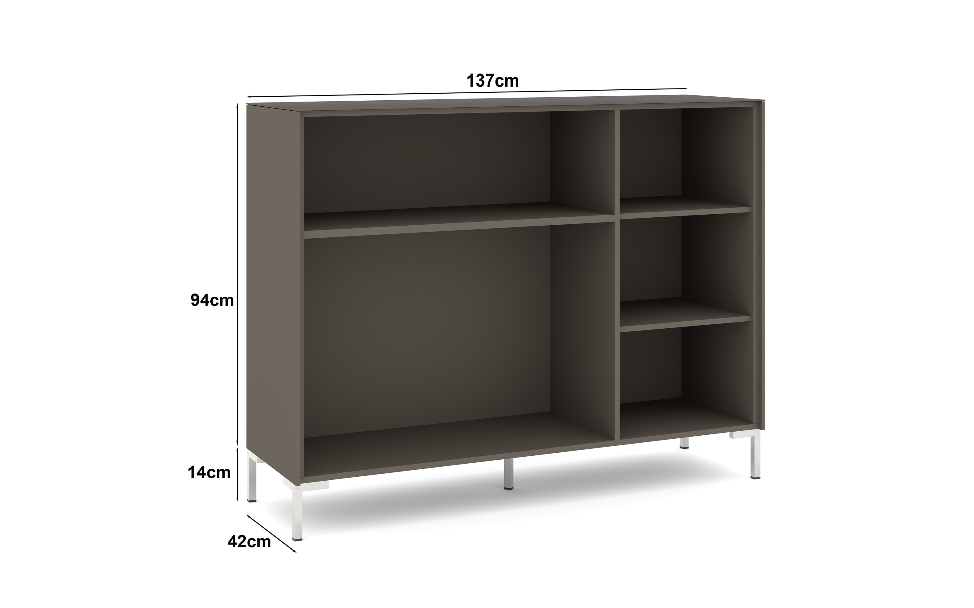 Kommode Reno, anthrazit/Edelstahl-Nachbildung