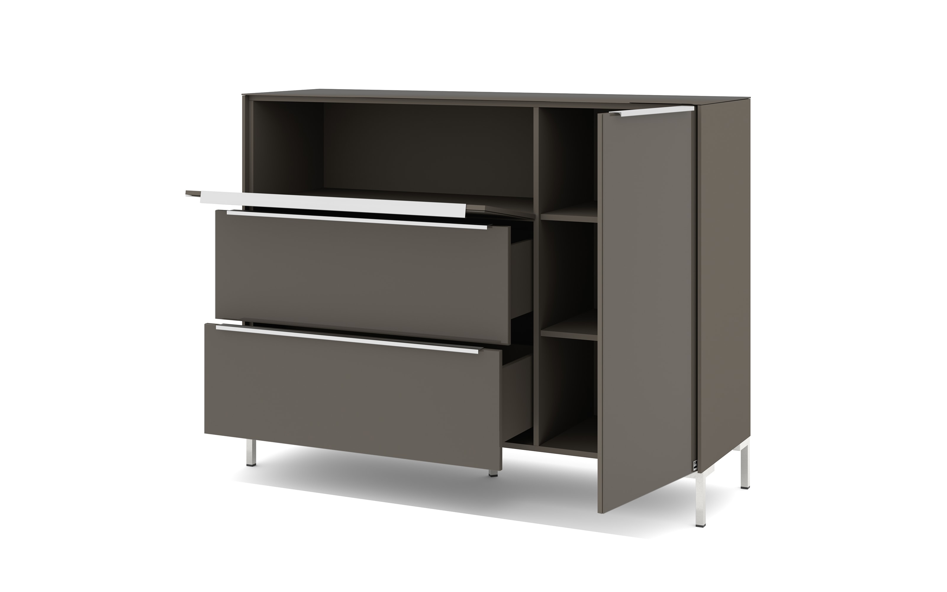 Kommode Reno, anthrazit/Edelstahl-Nachbildung