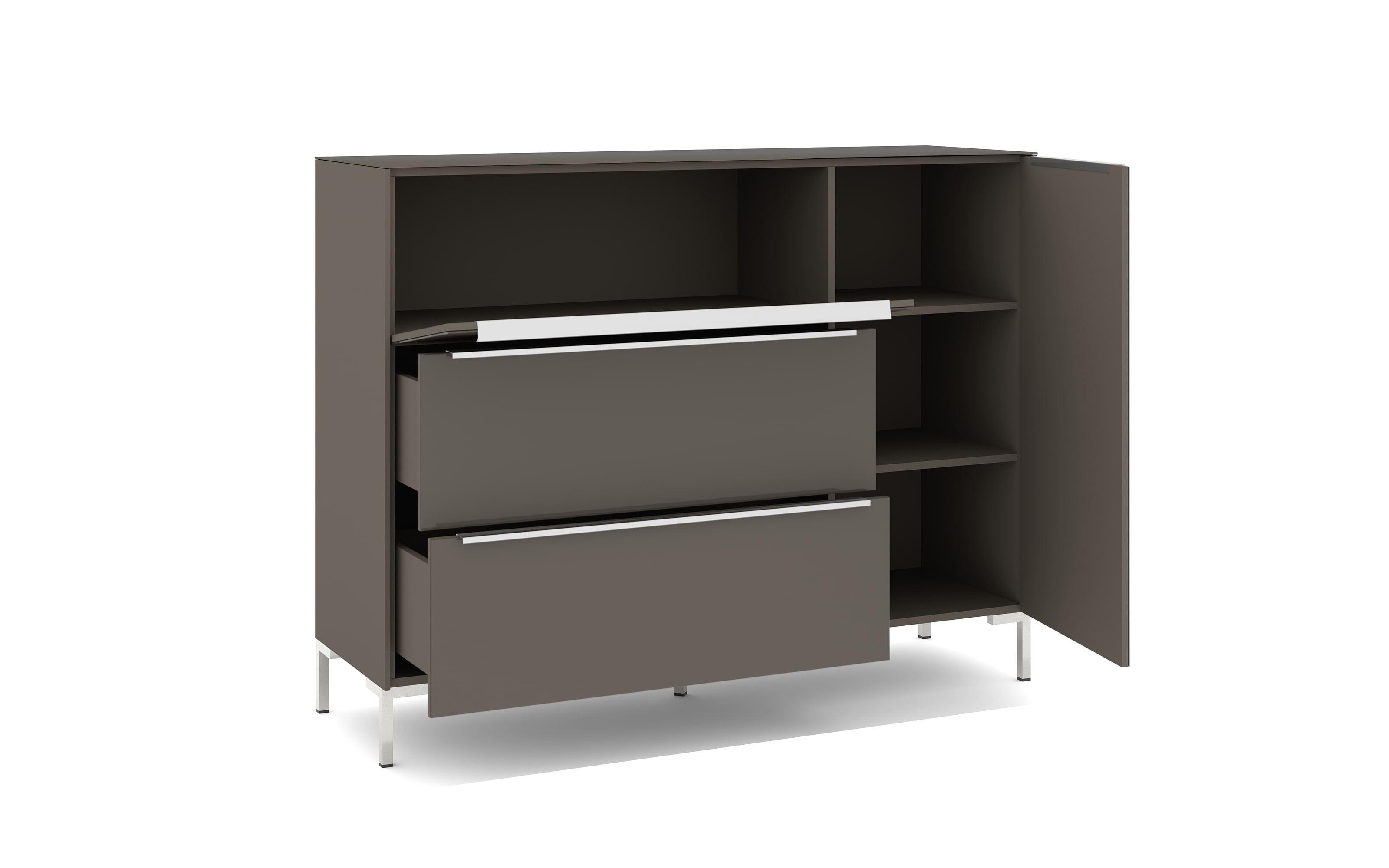 Kommode Reno, anthrazit/Edelstahl-Nachbildung