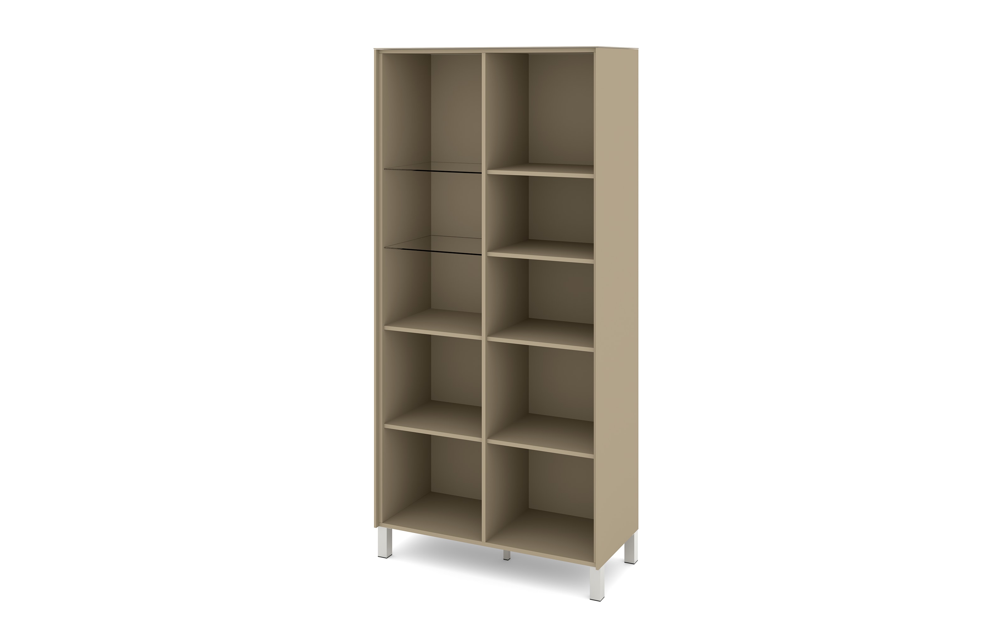 Vitrinenschrank Reno, taupe/Edelstahl-Nachbildung