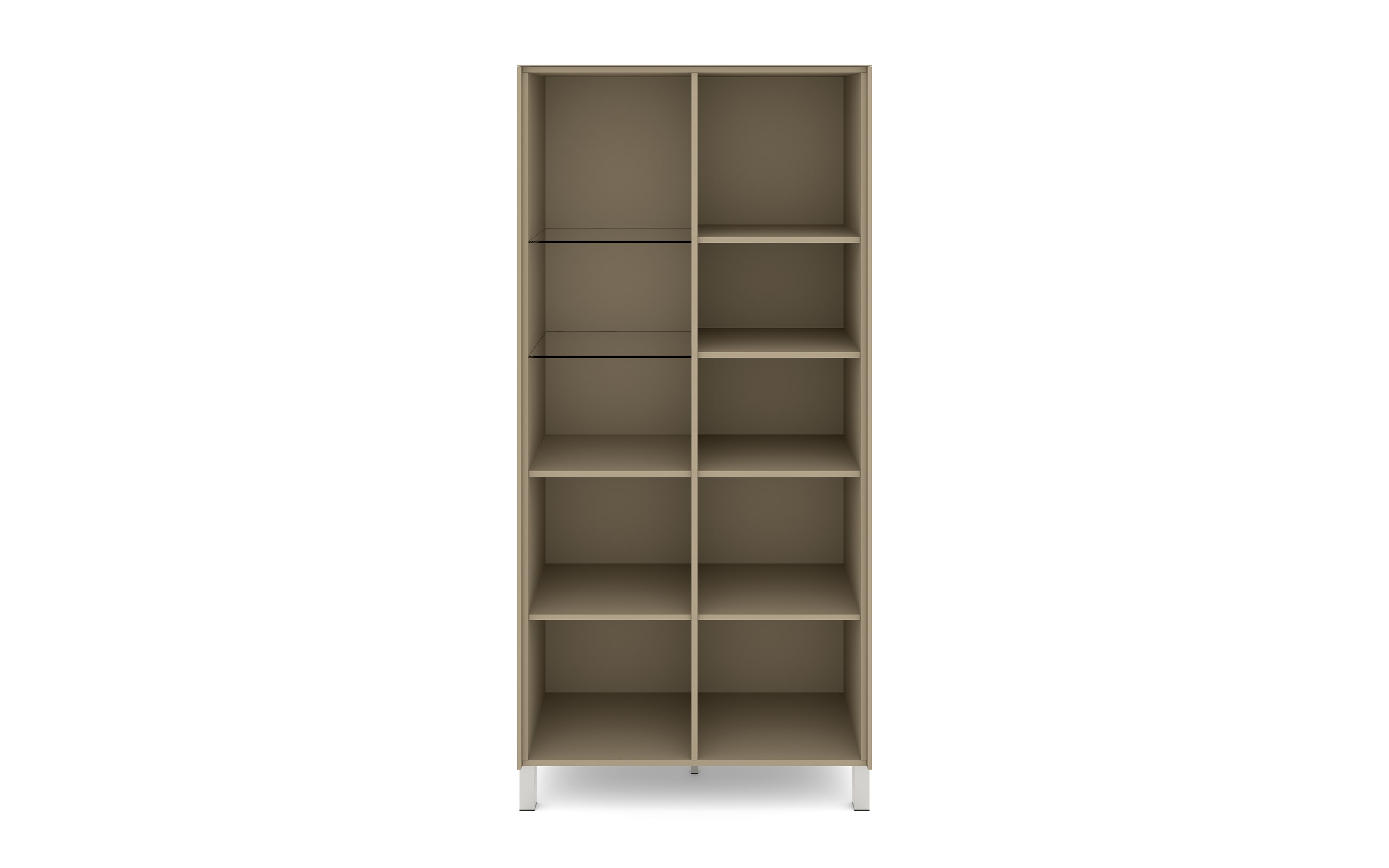 Vitrinenschrank Reno, taupe/Edelstahl-Nachbildung