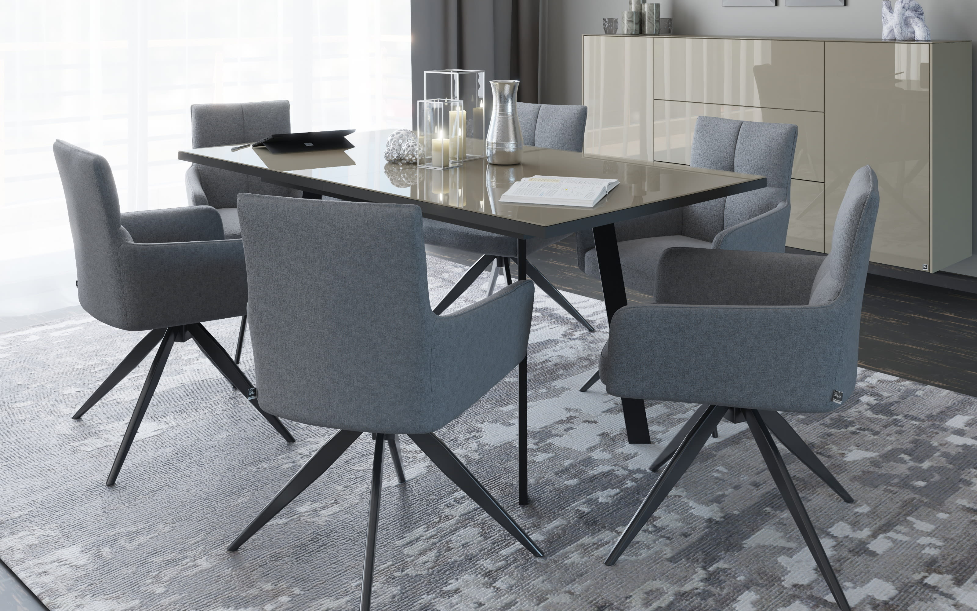 Esstisch Reno, taupe/schwarz