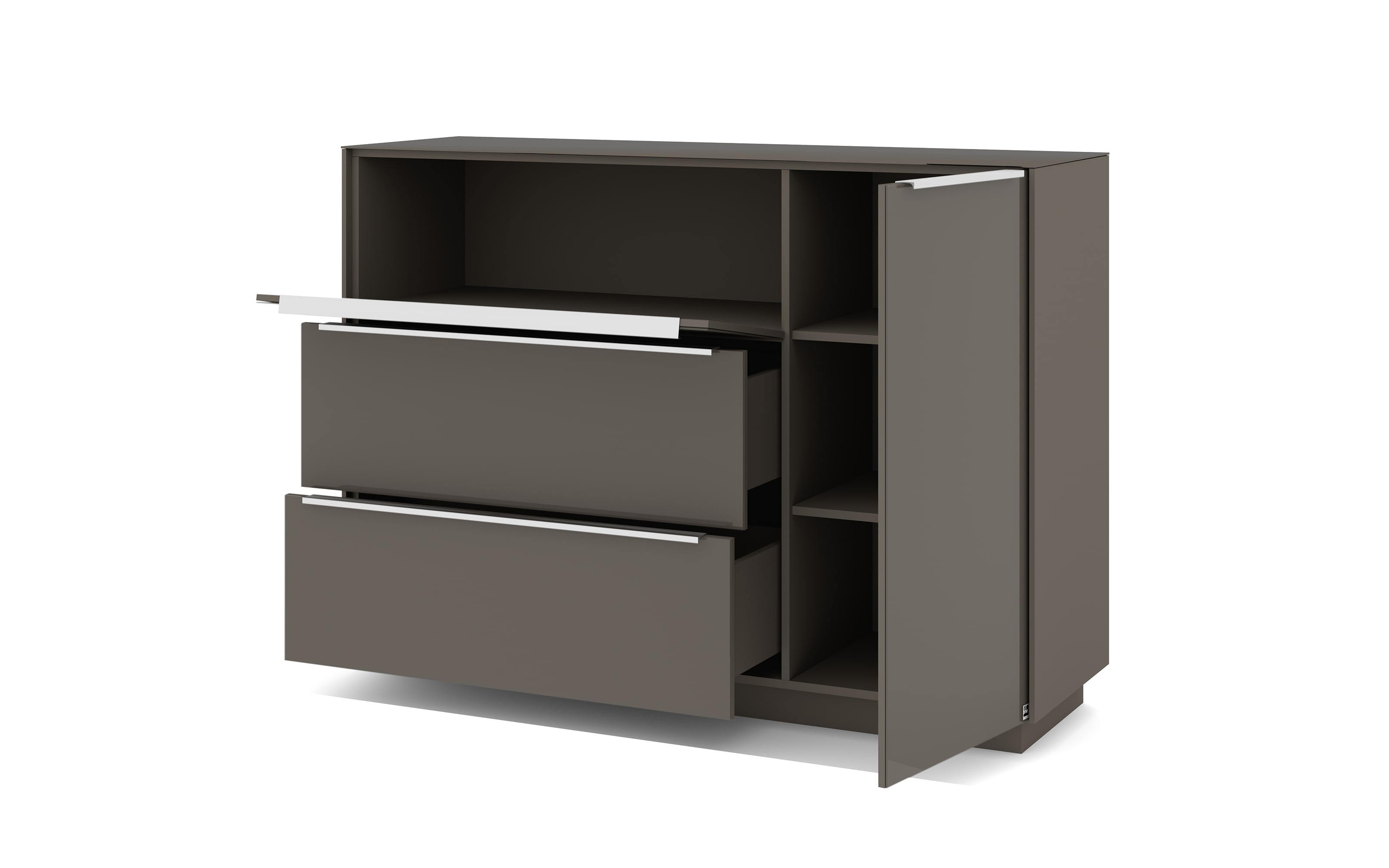 Kommode Reno, anthrazit/Edelstahl-Nachbildung