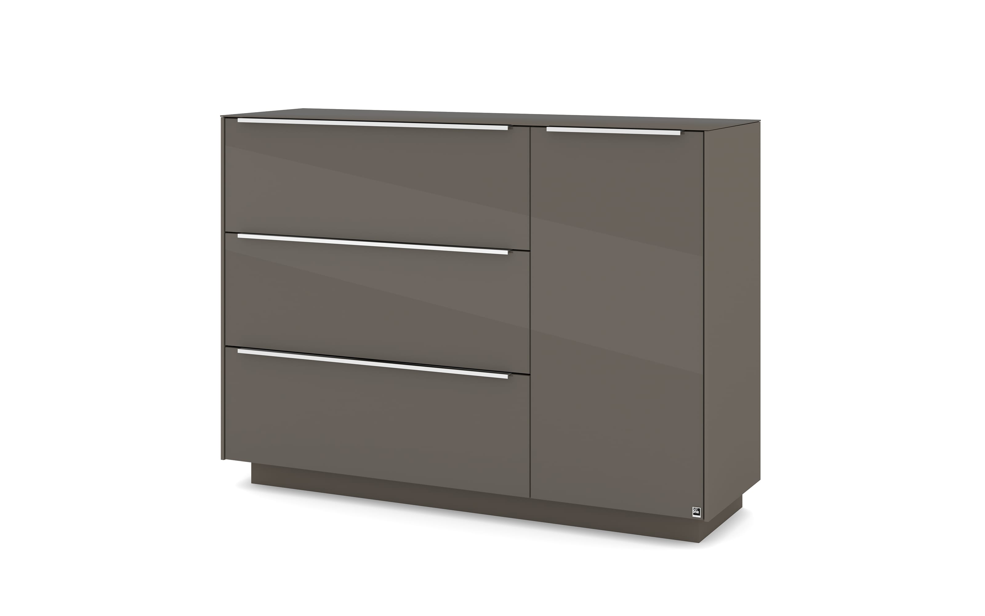 Kommode Reno, anthrazit/Edelstahl-Nachbildung