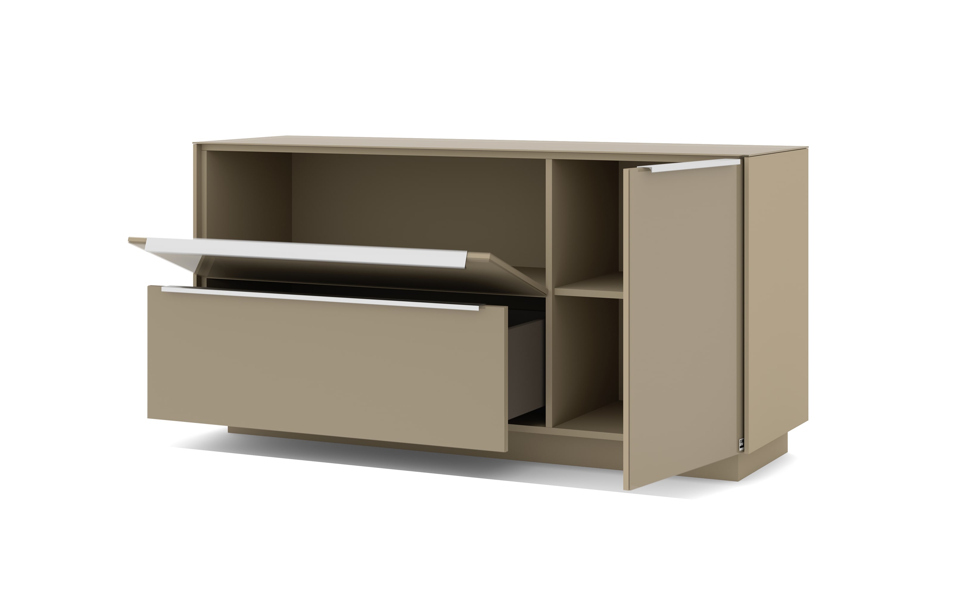 Lowboard Reno, taupe/Edelstahl-Nachbildung