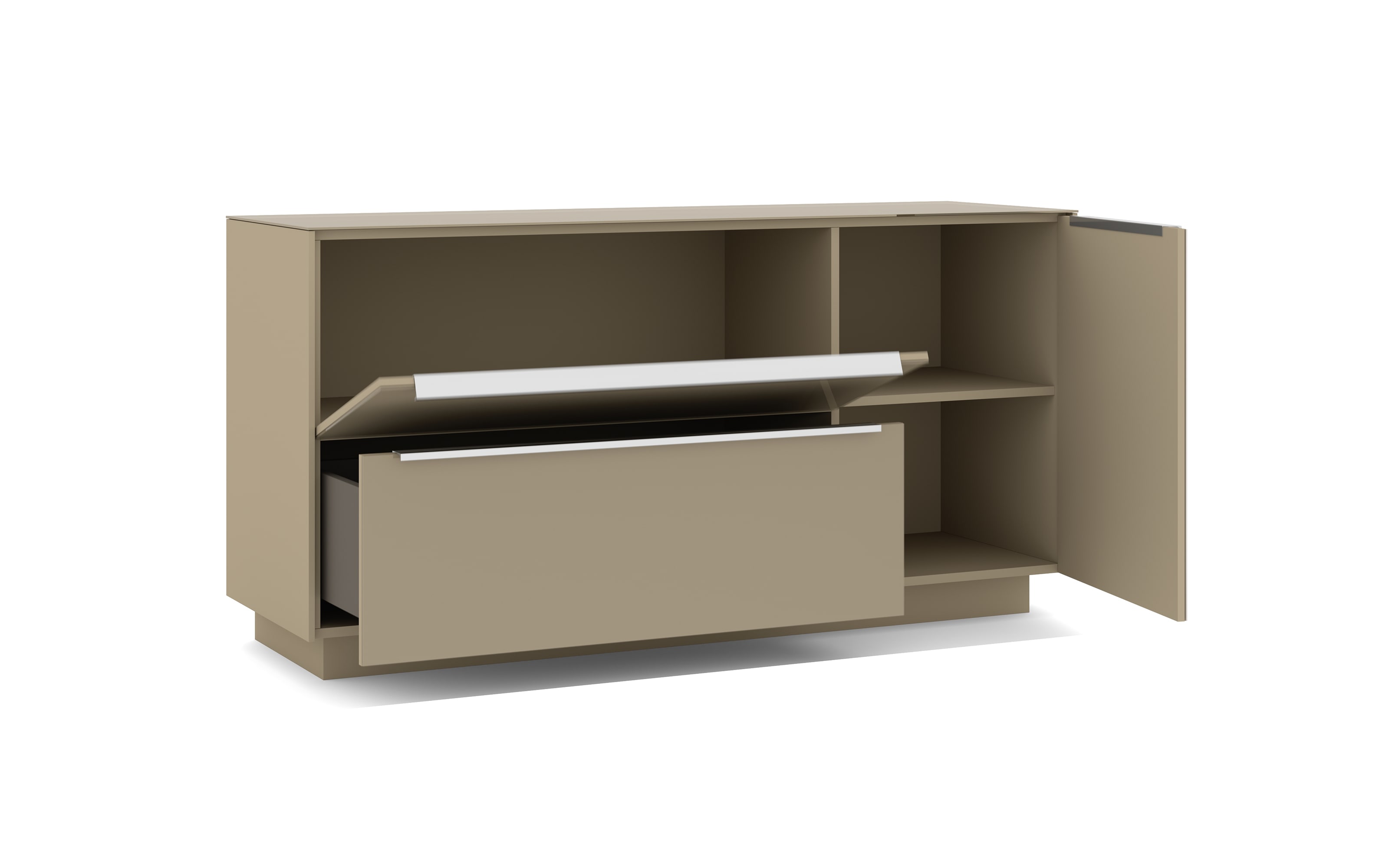 Lowboard Reno, taupe/Edelstahl-Nachbildung