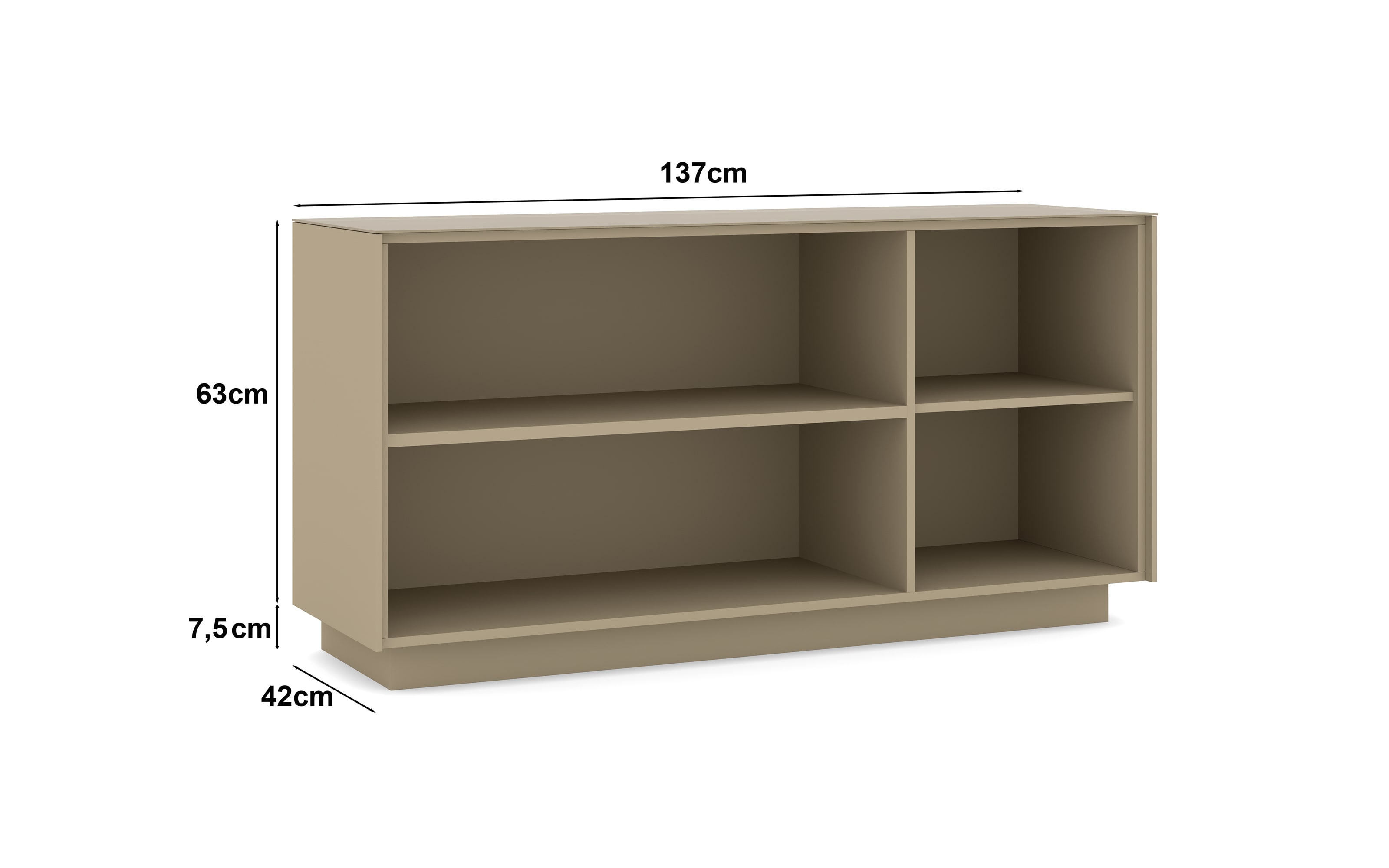 Lowboard Reno, taupe/Edelstahl-Nachbildung