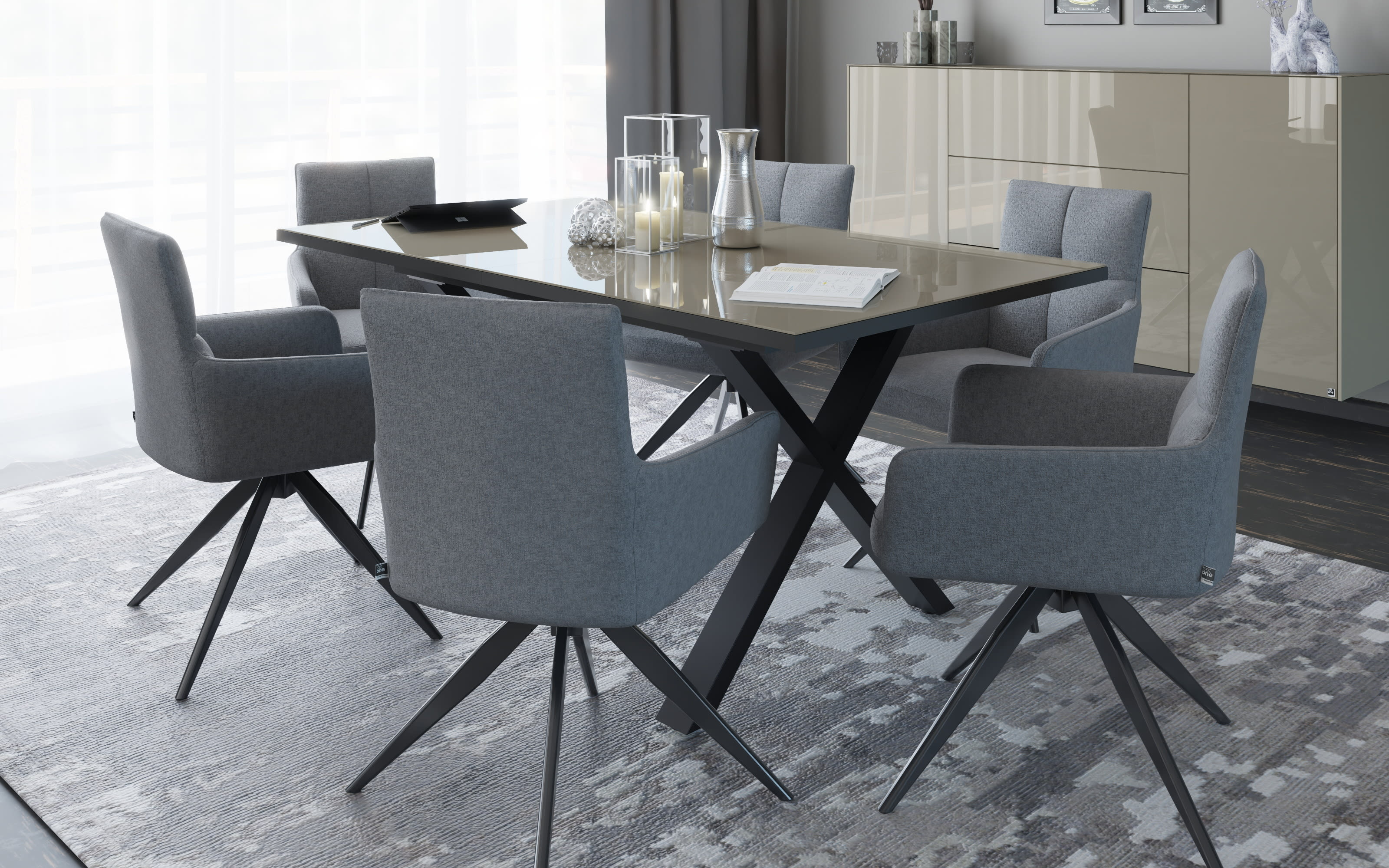 Esstisch Reno, anthrazit/schwarz