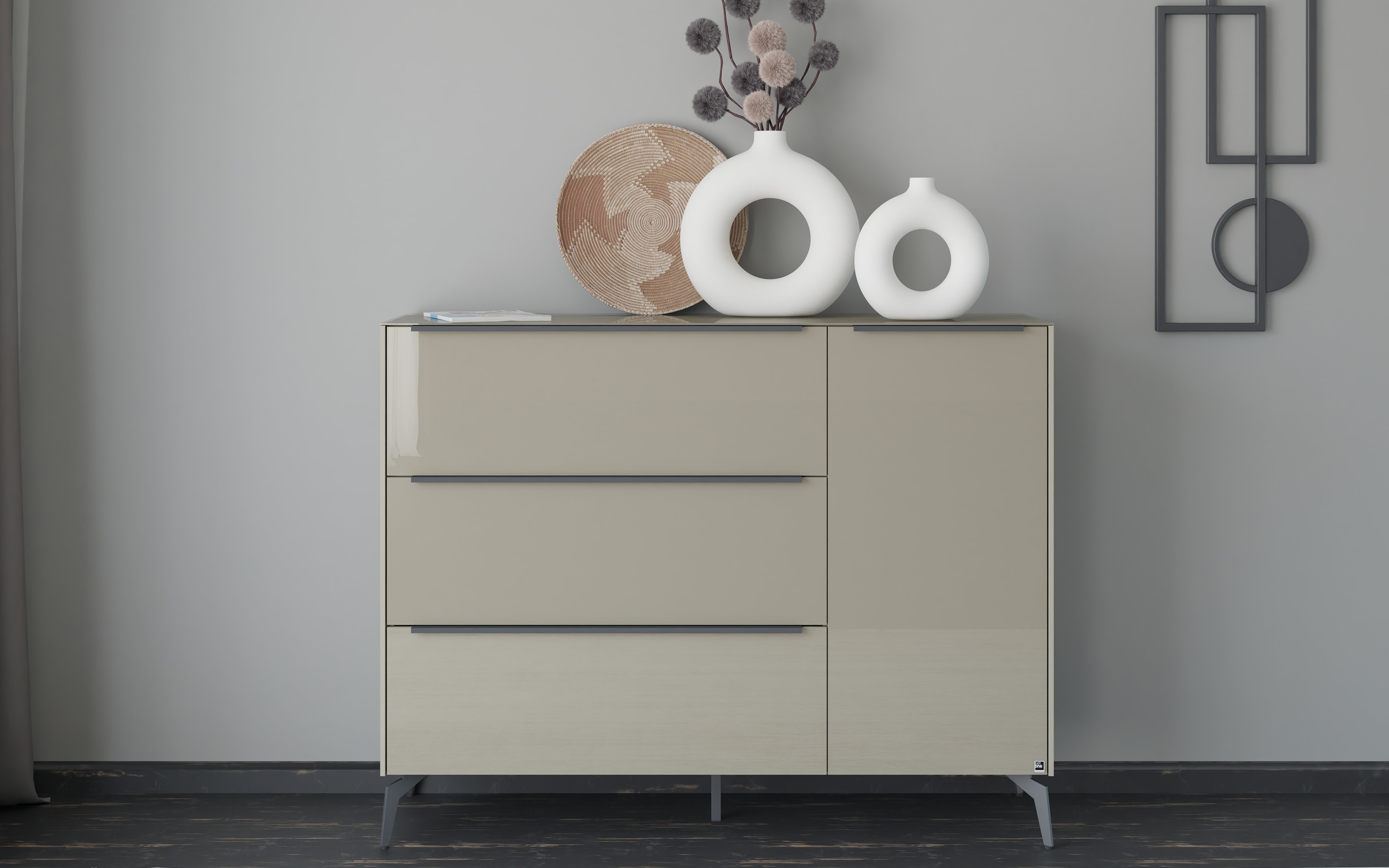 Kommode Reno, taupe/graphit