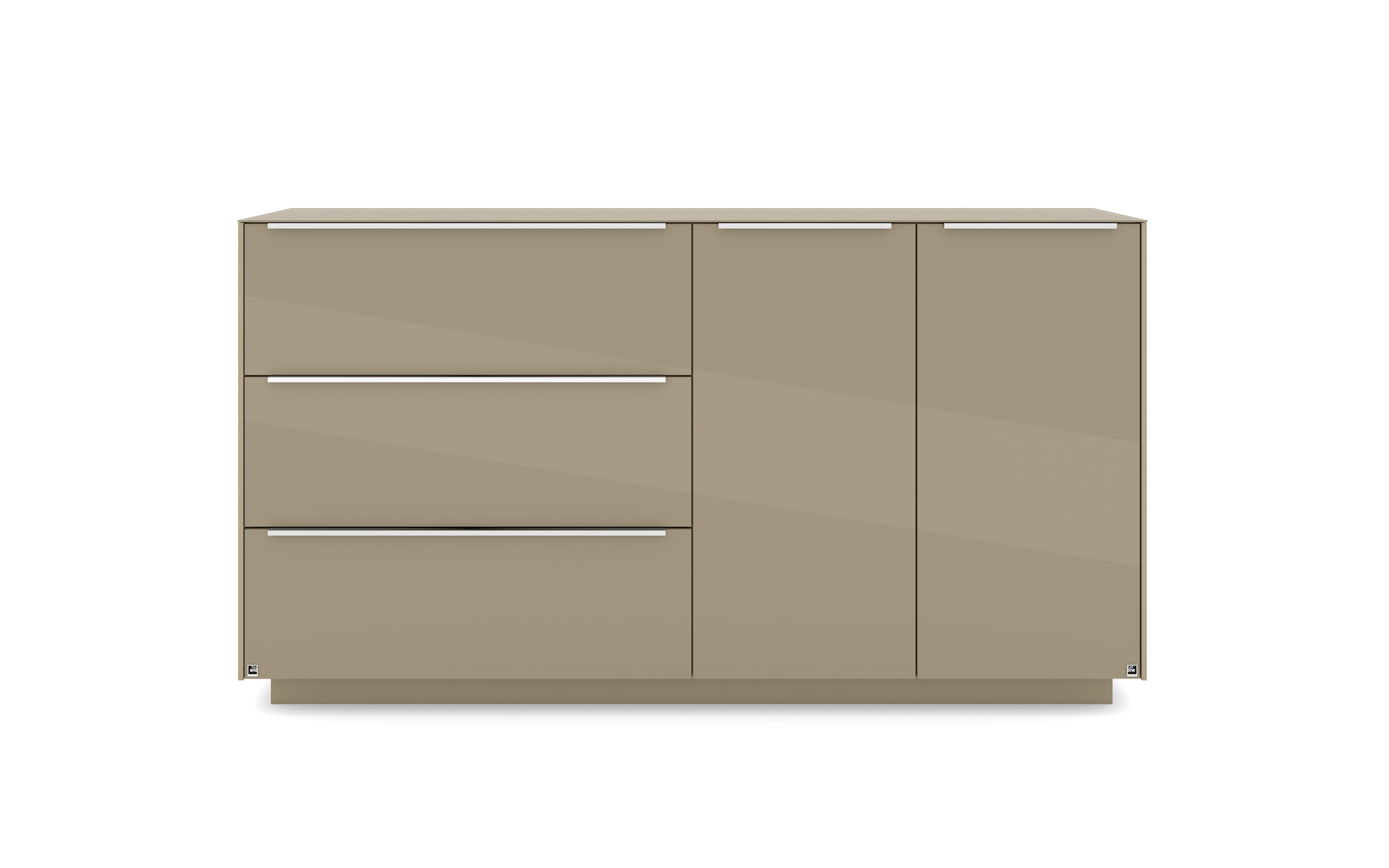 Kommode Reno, taupe/Edelstahl-Nachbildung